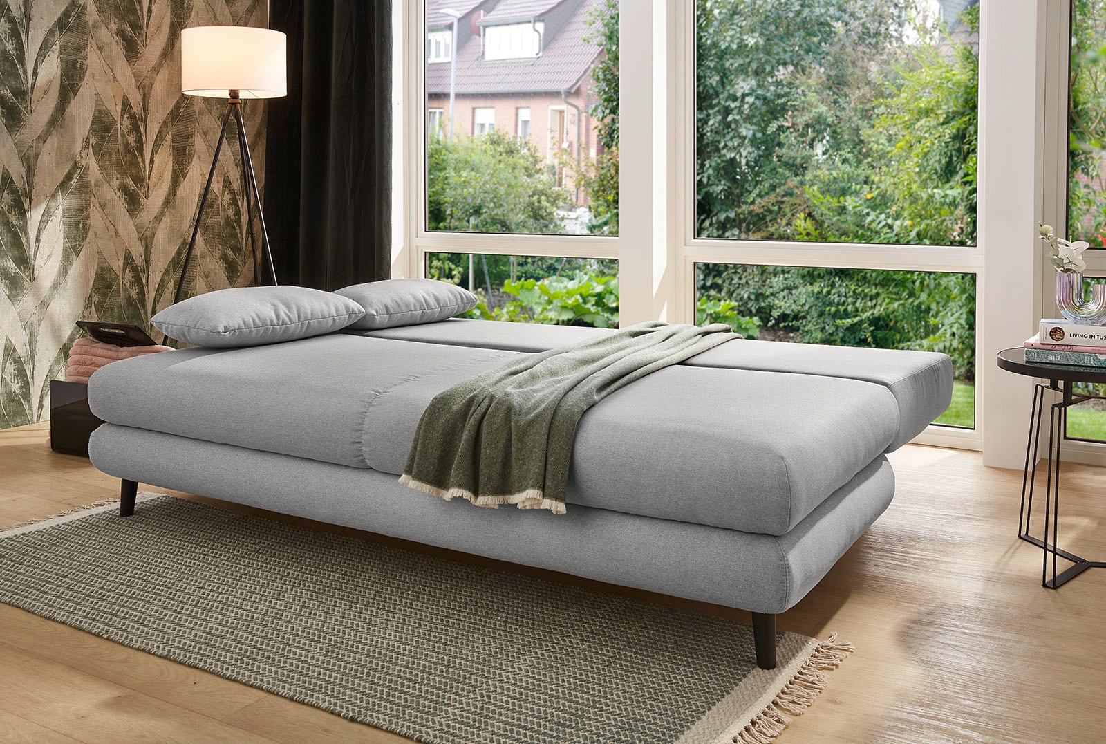 Jockenhöfer Gruppe Schlafsofa »Per, mit Gästebettfunktion, inklusive 4 Kissen«, Wellenschaumpolsterung und großzügigem Stauraum/Bettkasten
