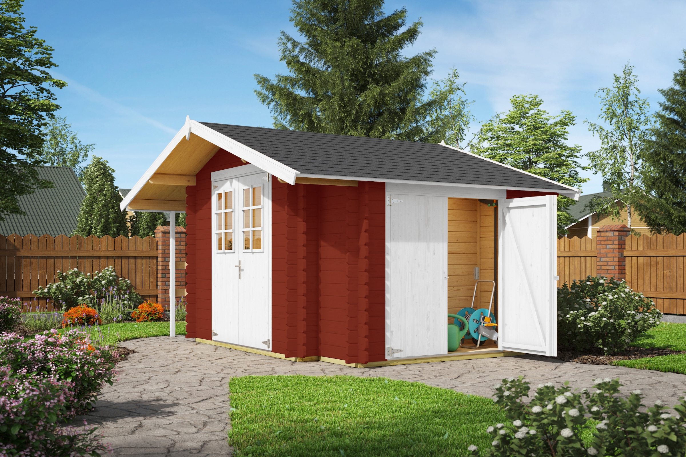 Nordic Holz Gartenhaus "Vilano 2", mit 3 getrennten Bereiche günstig online kaufen