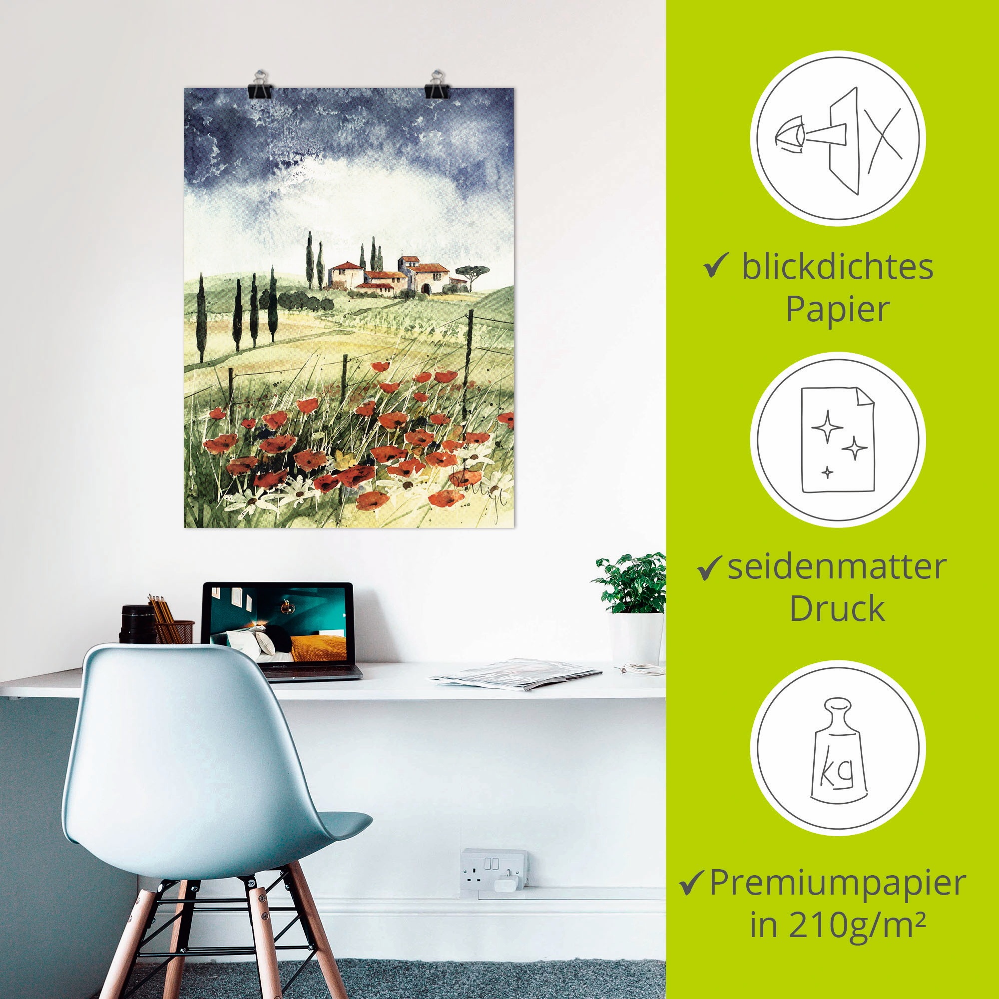 Artland Wandbild »Toskana III«, Europa, (1 St.), als Leinwandbild, Poster in verschied. Größen