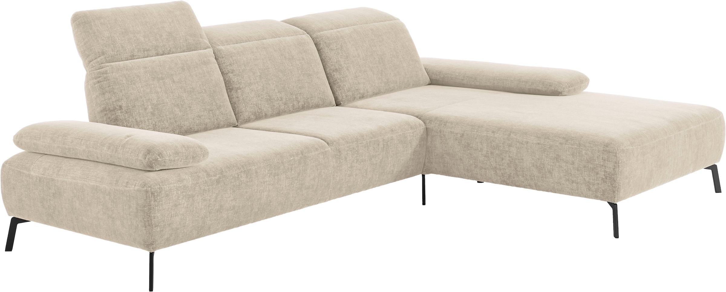 Home affaire Ecksofa »Liora, L-Form mit verstellbarem Kopfteil, Breite 291 cm« klappbare Armlehne, Tonnentaschenfederkern&saugroboterfreundliche Höhe