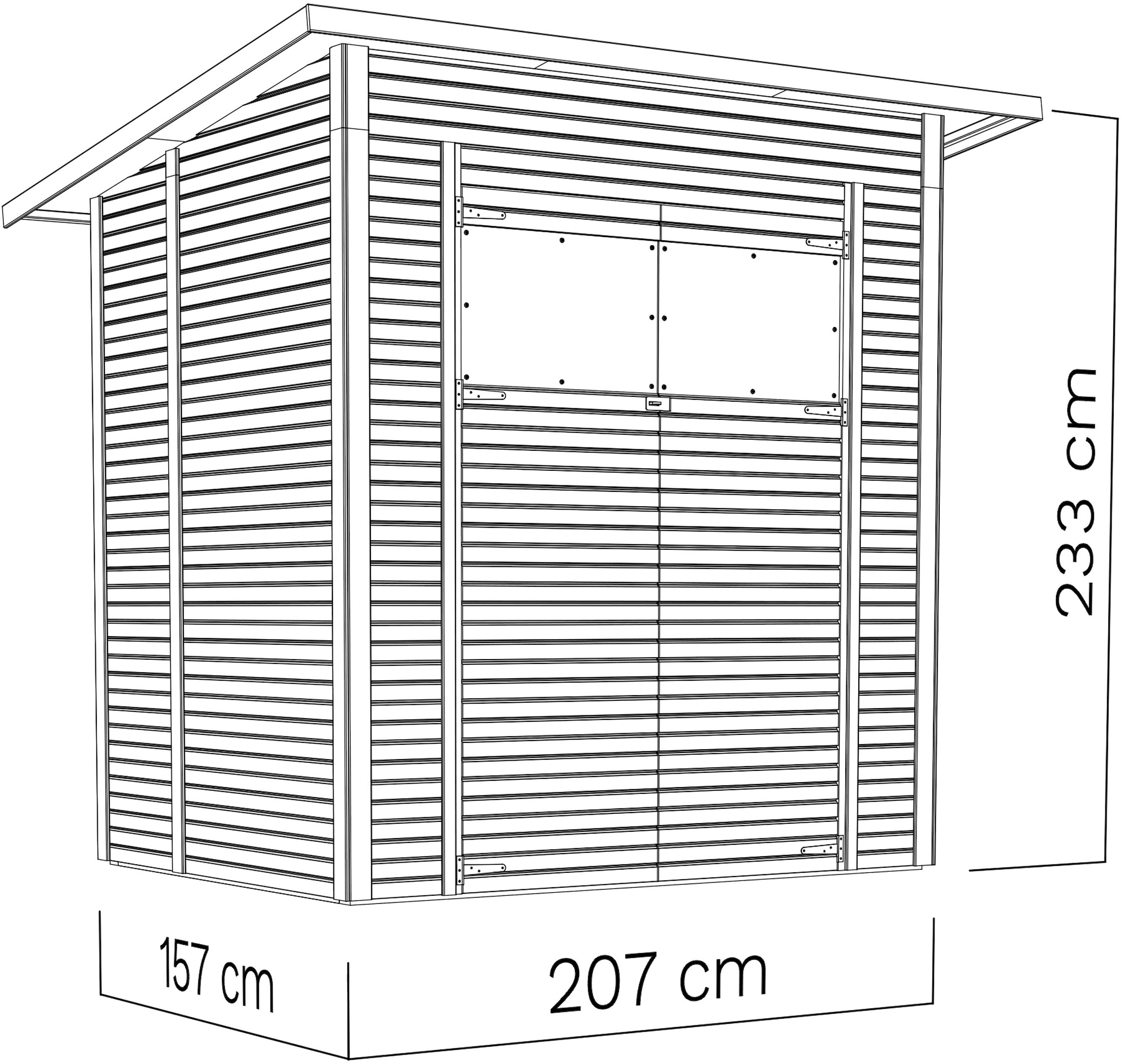 BERTILO Gartenhaus »Pent Modern 2 naturbelassen«, mit hohen Seitenwänden und einer 1,88 m hohen Doppeltür