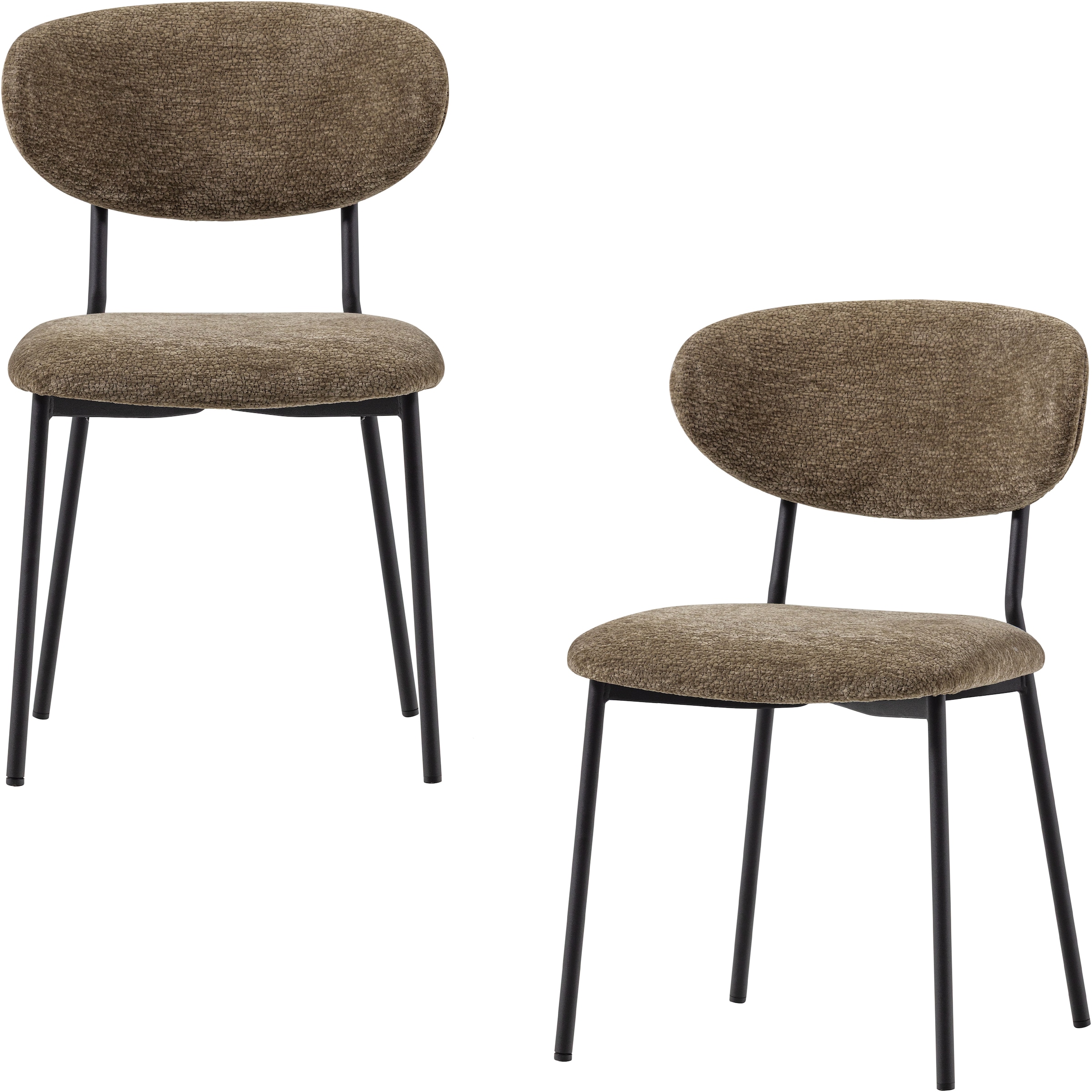 WOOOD Esszimmerstuhl "Kjeld stapelbar mit Bezug und Metallgestell, B 47 x T 53 x H 79 cm" (Set) 2 Stk.(Set, 2 St) Chenille, Geringe Verschleißfestigkeit, Tragkraft 120 kg