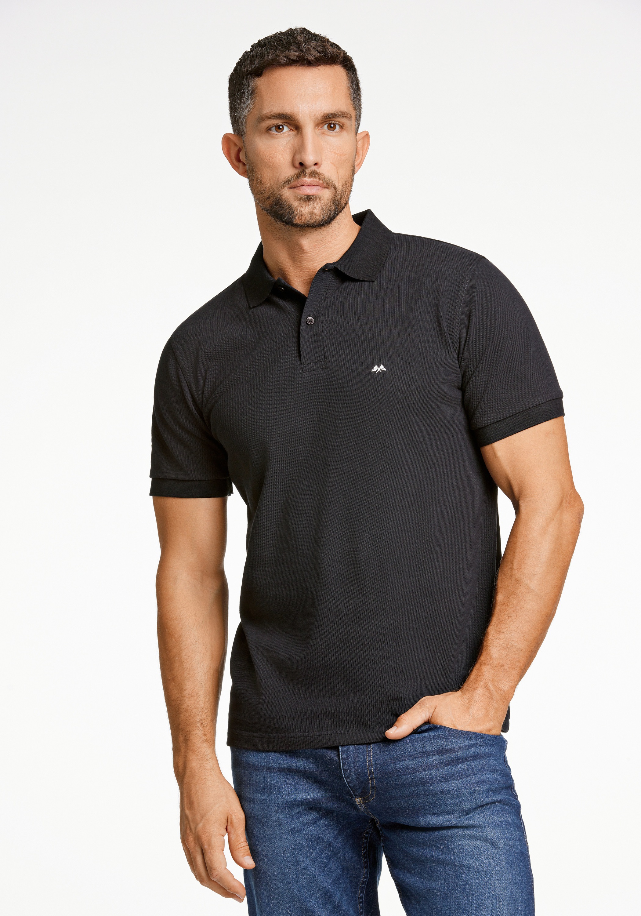 Poloshirt LINDBERGH "Poloshirt Relaxed Fit", Herren, Gr. L, schwarz, Obermaterial: 100% Baumwolle, unifarben, lässig geschnitten, Shirts