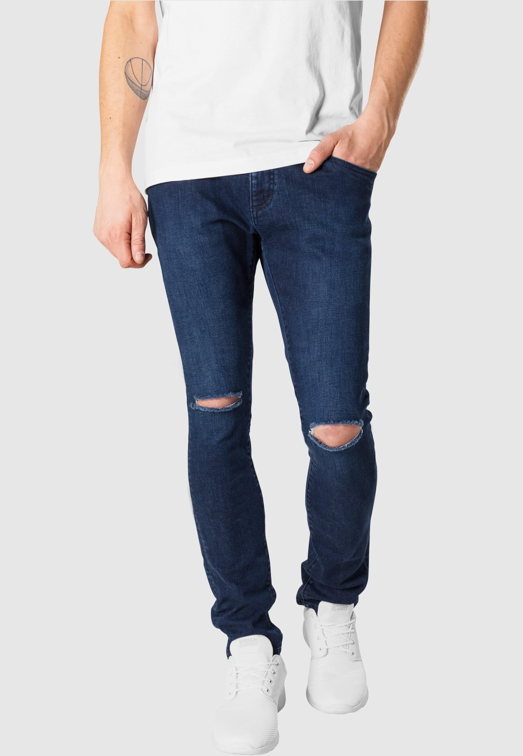 URBAN CLASSICS Bequeme Jeans »Urban Classics Herren Slim Fit Knee Cut Denim Pants«, (1 tlg.)
