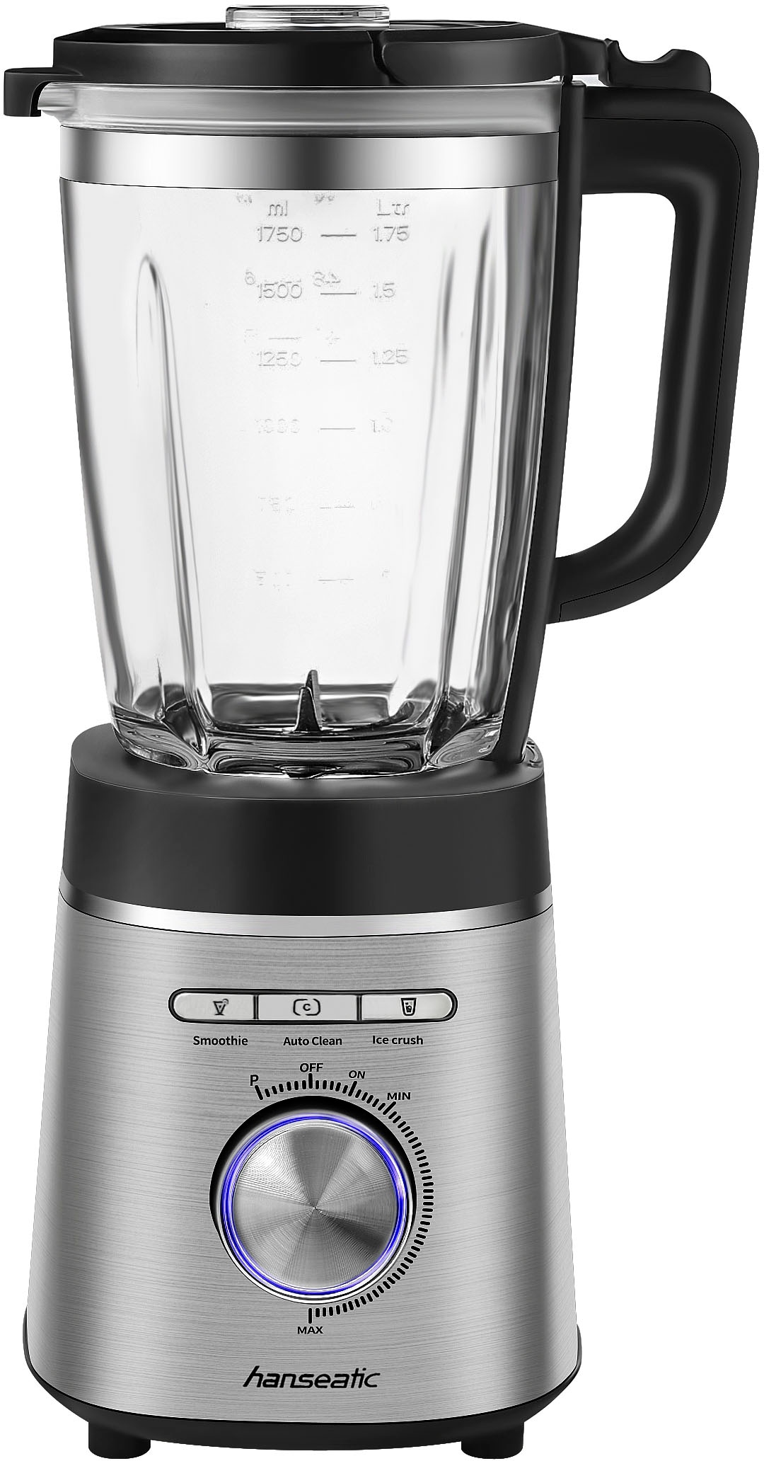 Hanseatic Standmixer »HBL14001175SD mit 1,75L Fassungsvermögen«, 1400 W, 2 "To Go" Trinkflaschen; Pulse-Funktion, Ice Crusher, Smoothie-Taste