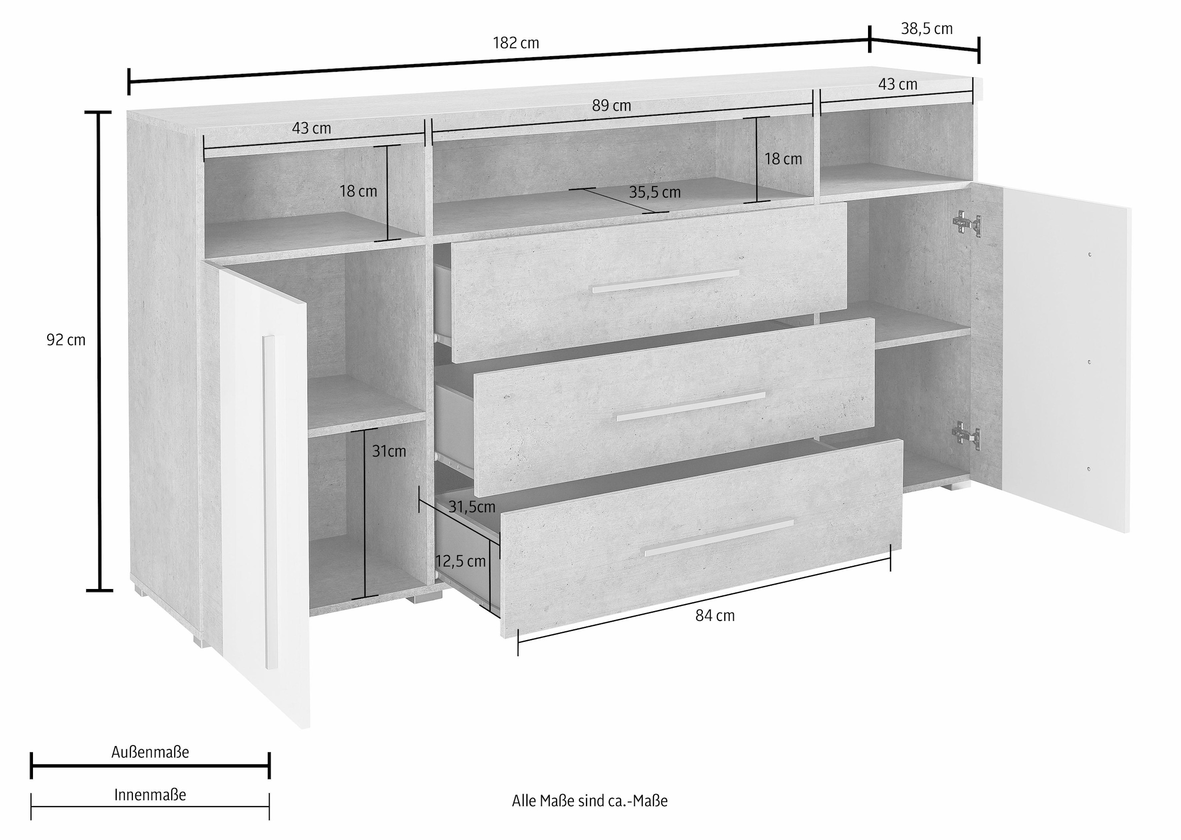 Helvetia Sideboard »Roger«, Breite | cm 182 BAUR