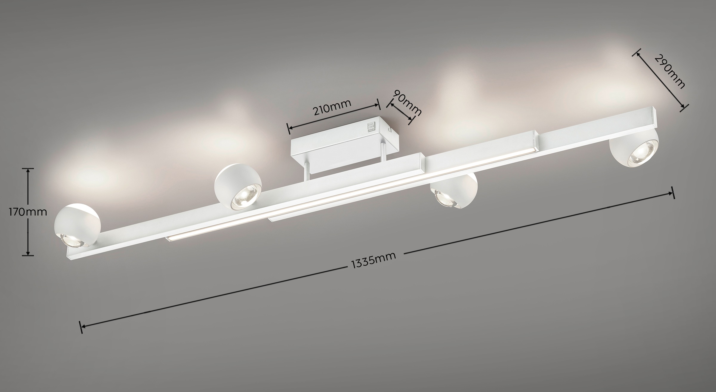 Musterring LED Deckenleuchte »CANNON, 4-flammige LED Deckenlampe 36W 4150Lumen 2300-4000K CCT« LED-Board 1 Stk. Farbwechsler | warmweiß - kaltweiß mit Fernbedienung, ausziehbar, schwenkbare Lichtkegel, dimmbar Memory