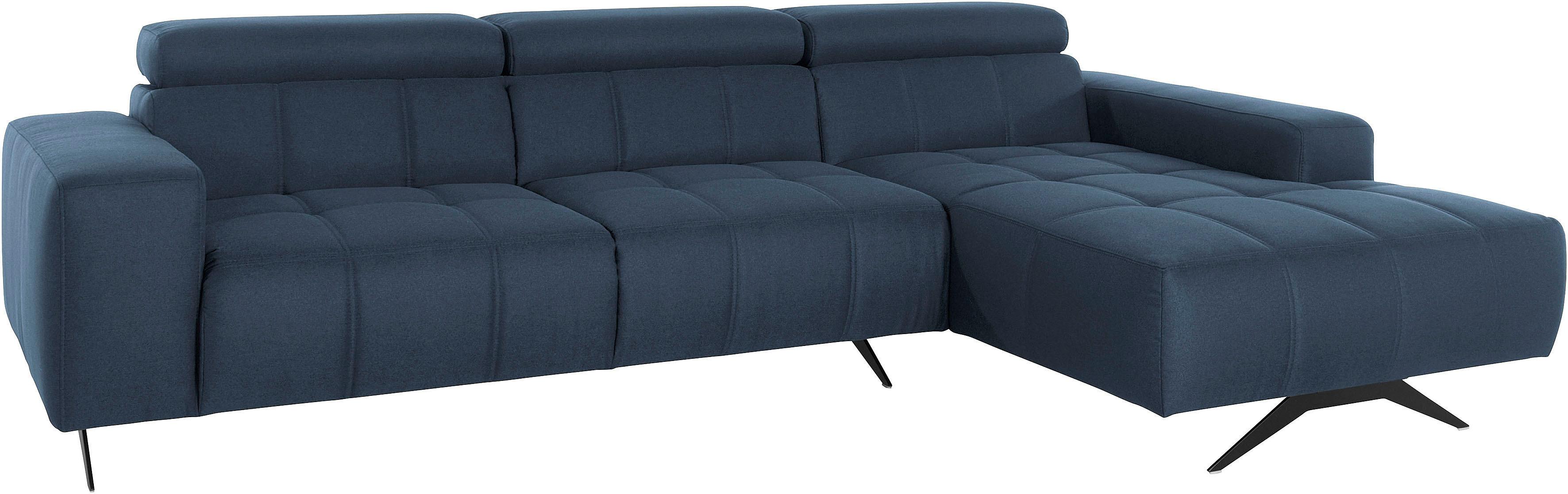 DOMO collection Ecksofa "Trento L-Form, mit Kufenfuß oder Einzelfuß" whlw. verstellbare Kopfteile, passend für gängige Saugroboter