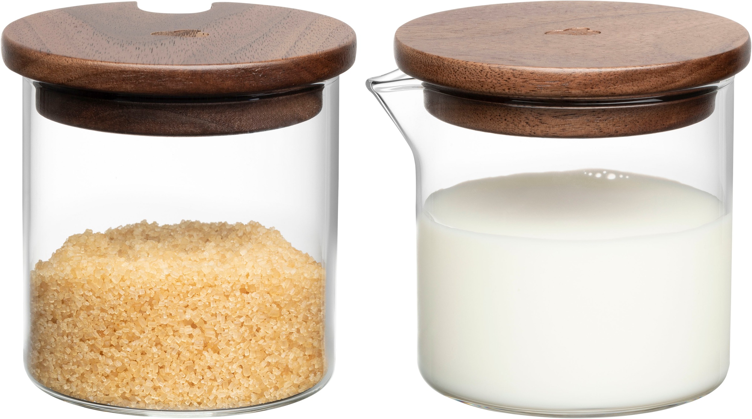 LEONARDO Milch- und Zuckerset »NOVO LEGNO«, (Set, 4 tlg., Set), Milchgießer und Zuckerdose mit Holzdeckel