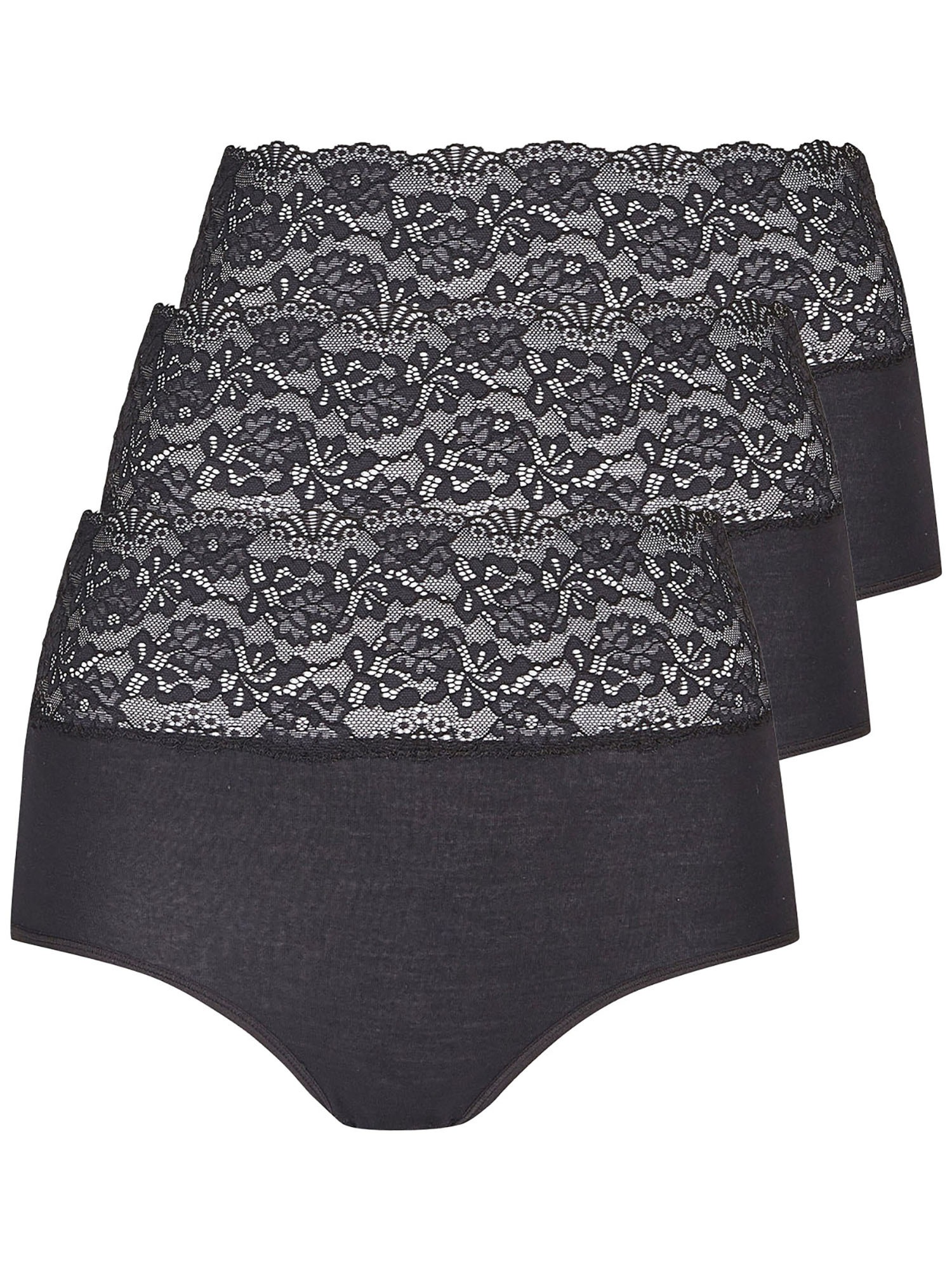 NINA VON C. Damen Taillenslip "3er Pack Damen Taillenslip Romance", Gr. 38, schwarz, Obermaterial: 95% Modal CMD. 5% Elasthan EL., Unterhosen