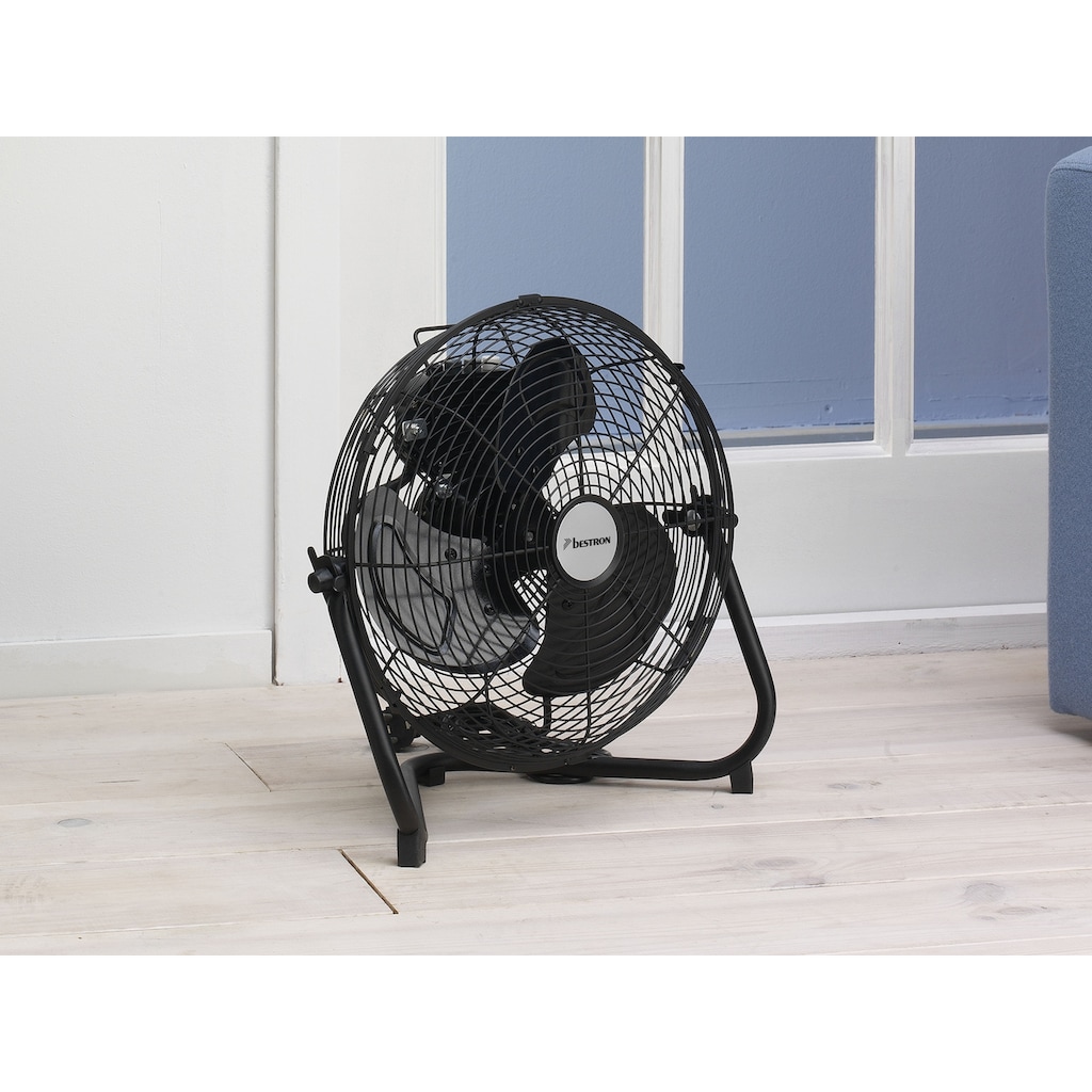 bestron Bodenventilator »im Retro-Stil«, Vertikal verstellbar, Höhe: 39 cm, Ø 35 cm, 55 W, Schwarz