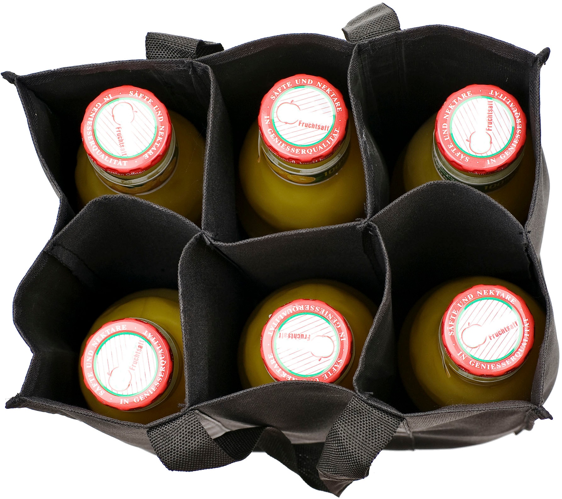 Genius Flaschenkorb »Flaschentasche, grau mit weißen Punkten«, (Set, 2 tlg.), praktische Tragetasche zum Transportieren von bis zu 6 Flaschen