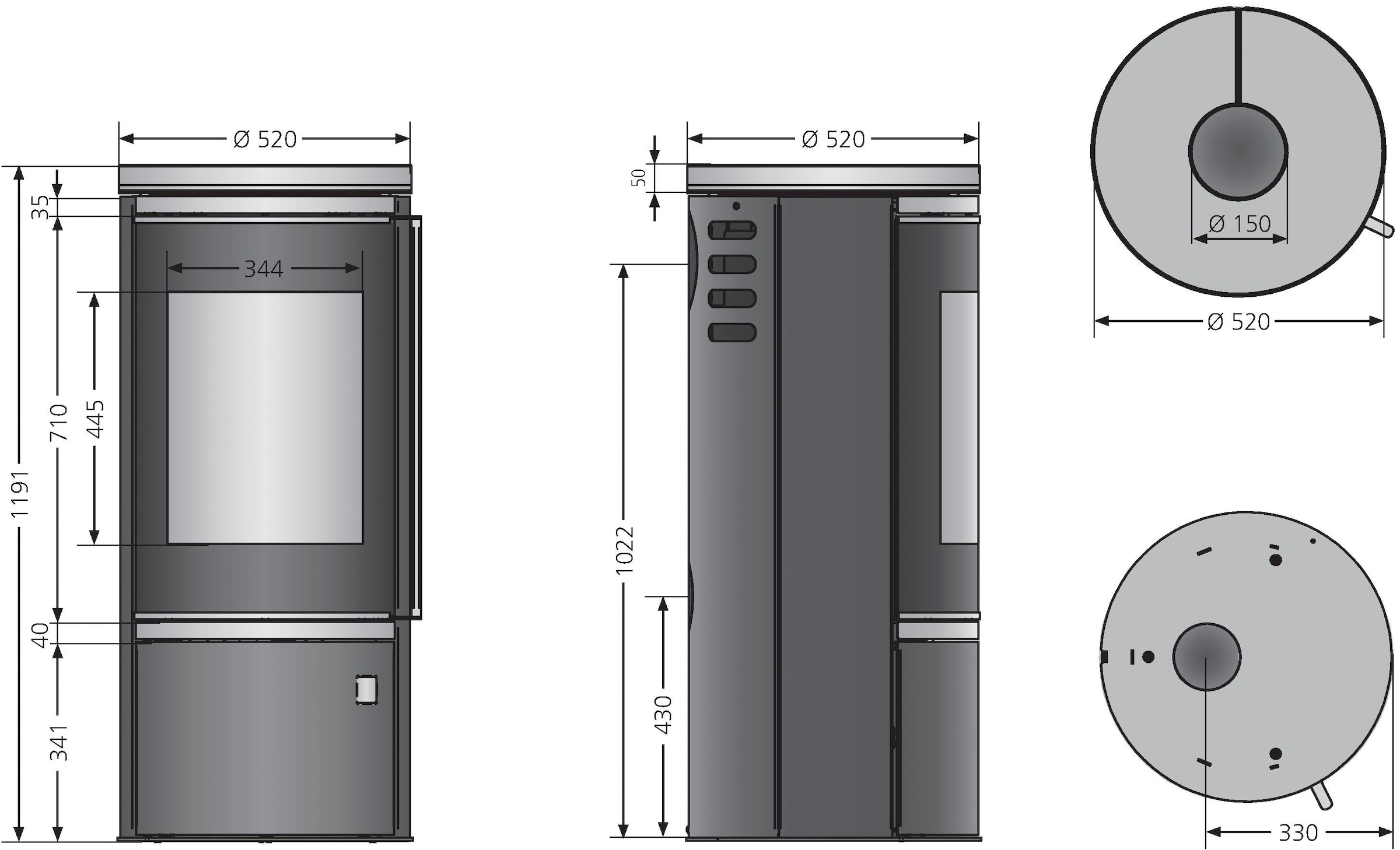 Oranier Kaminofen »Arena 2.0«, (2 tlg.), Abdeckplatte aus Glas