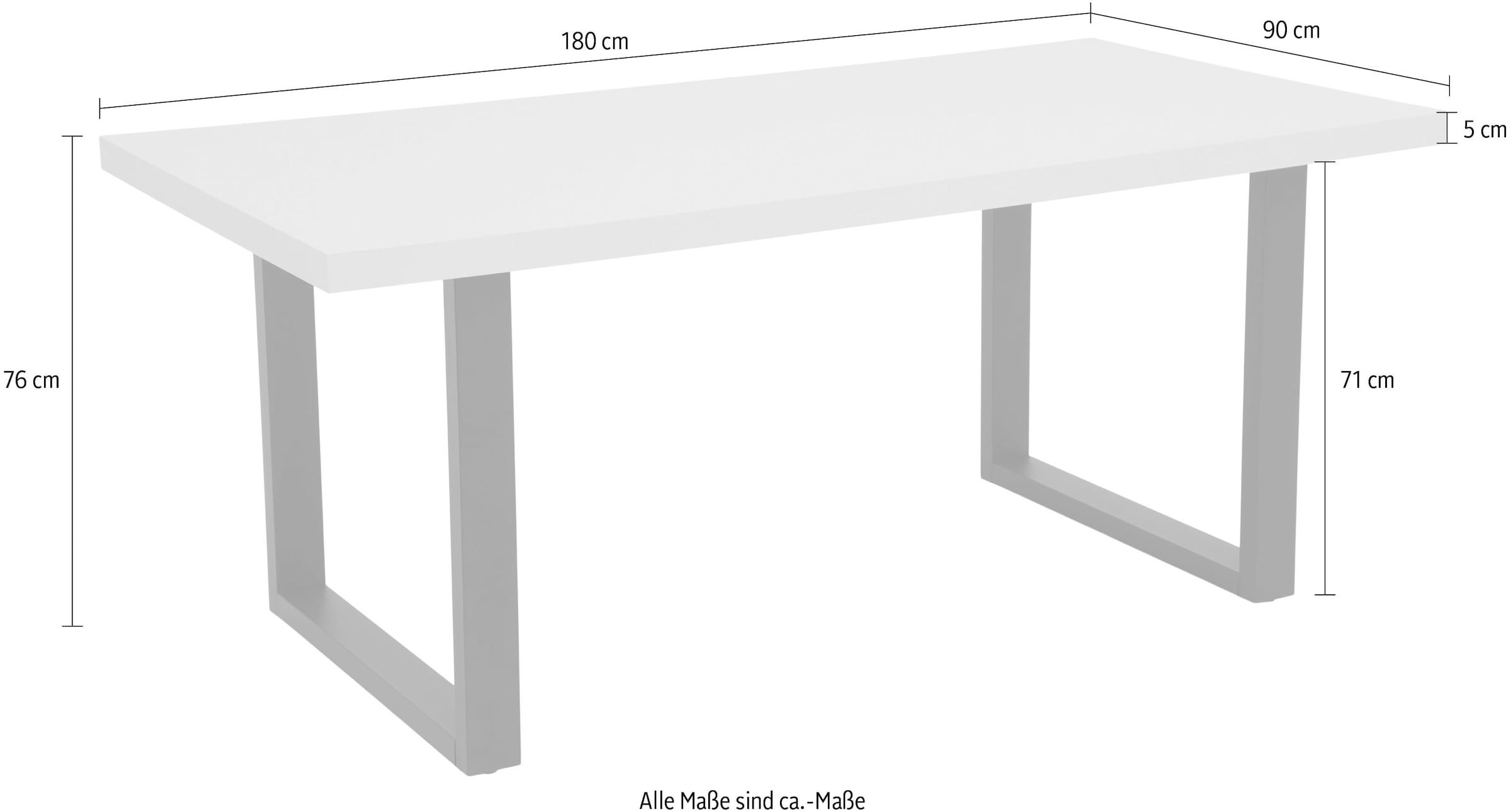 HELA Esstisch »MERAN«, (1 St.), U-Gestell,Cashmere,Azoto Matt lackiert,Metall,Spanplatte