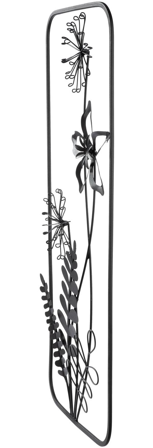 GILDE Wanddekoobjekt »Wandrelief, "Black Flowers", Blumenmotiv, Metall, schwarz« Wandrelief Black Flowers Blumen Wanddeko Wohnzimmer