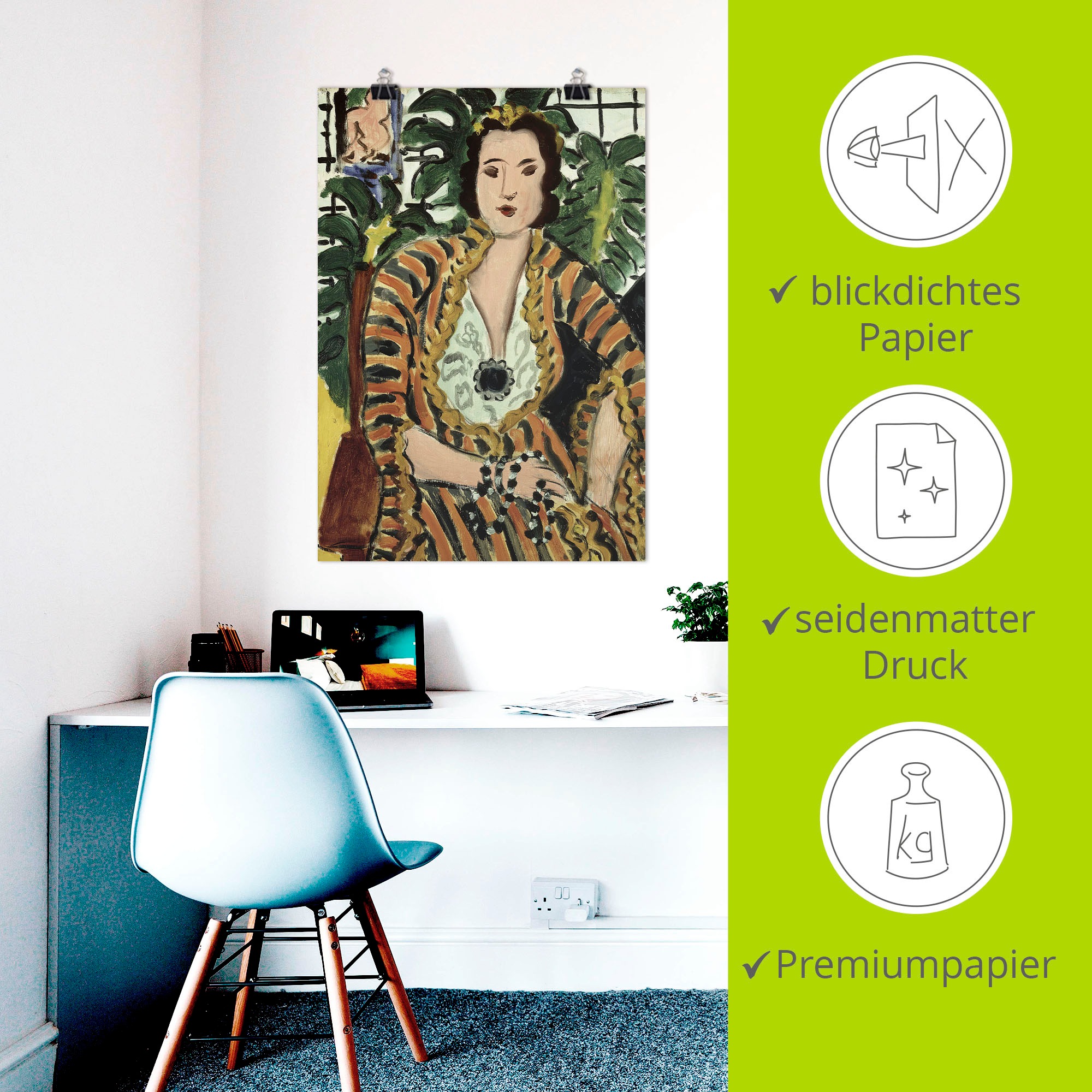 Artland Wandbild »Dame mit blauem Schmuckstück. 1937« Bilder von Frauen 1 Stk. tlg. als Alubild, Leinwandbild, Poster, Wandaufkleber in verschied. Größen