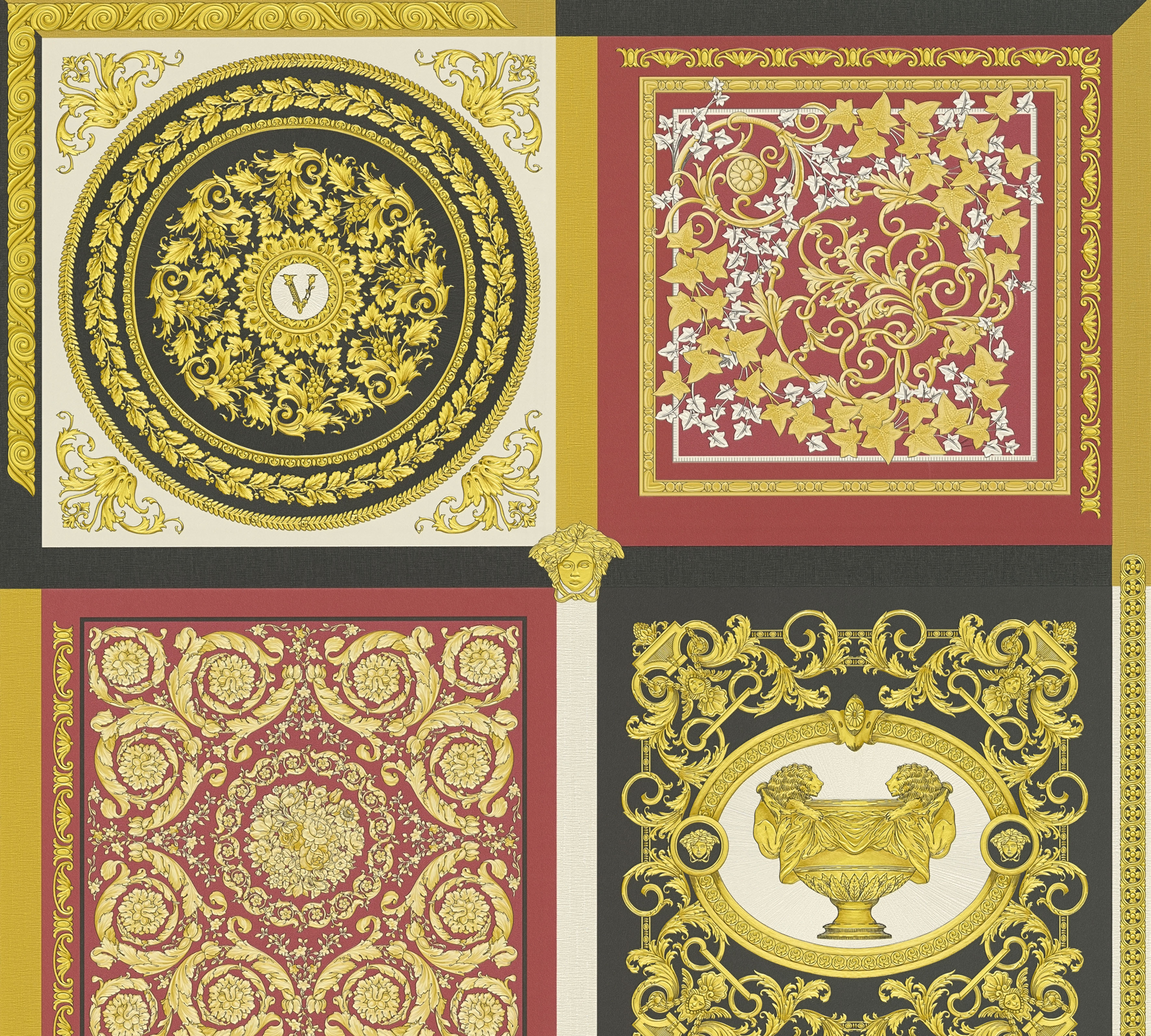Versace Vliestapete "Wallpaper Versace 5 Design Patchwork" Abstrakt Gemustert Leicht Glänzend Leicht Strukturiert Auffallende Fliesen-Tapete Tapeten
