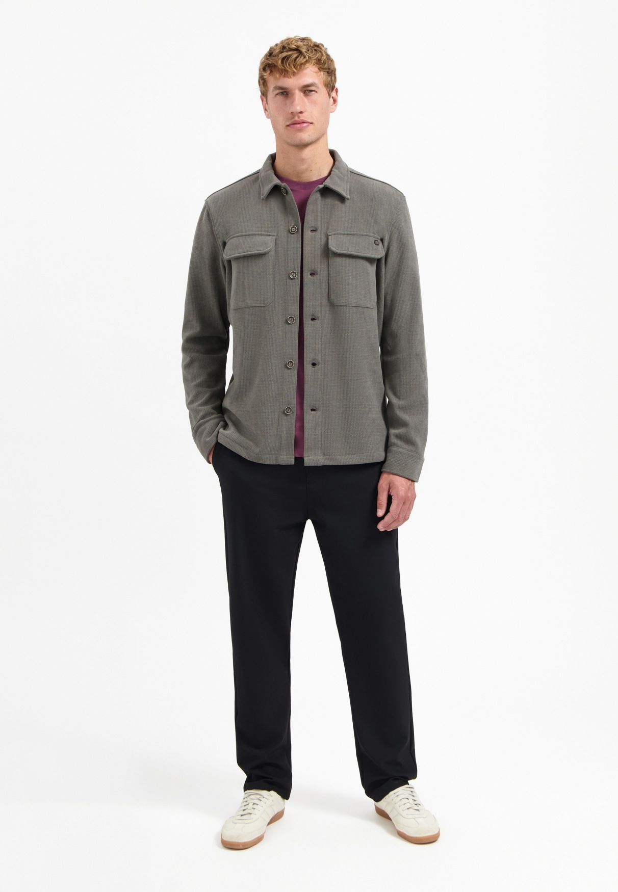 NO EXCESS Langarmhemd »No Excess Overshirt mit Knopfleiste«