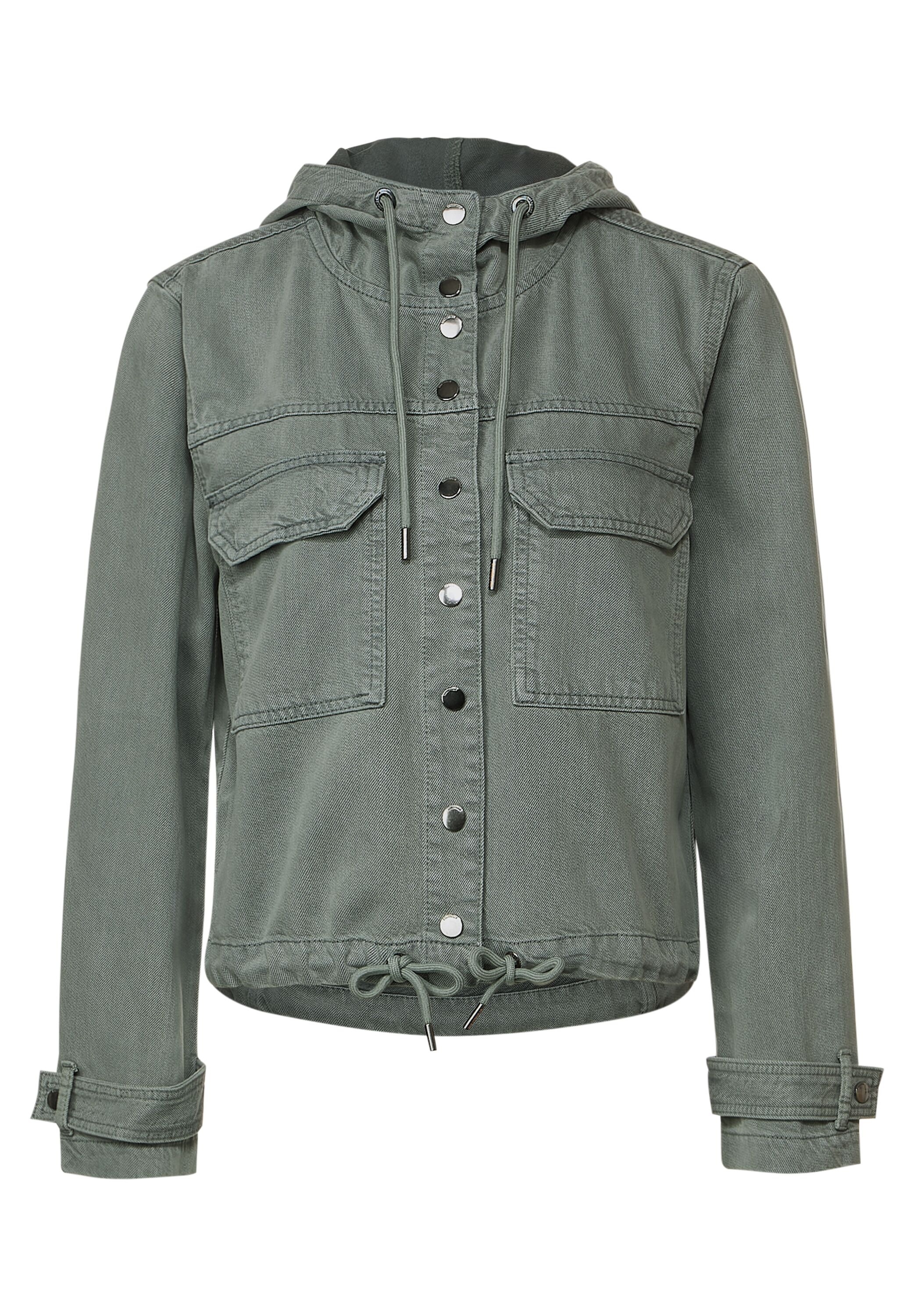 STREET ONE Jeansjacke, mit Kapuze, aus softem Materialmix