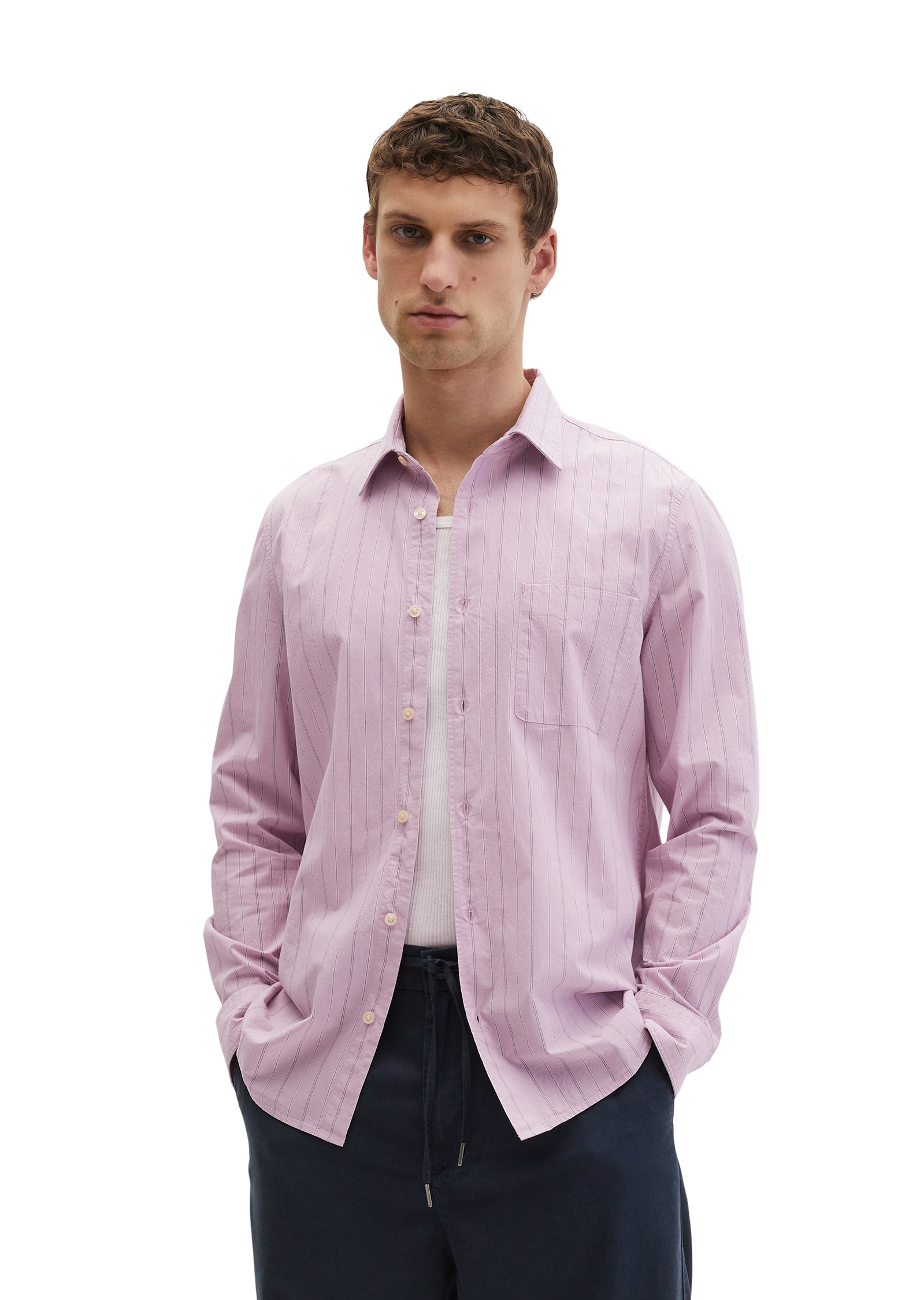 Marc OPolo Langarmhemd "shaped aus bewegtem Bio-Baumwoll-Popeline" mit Stru günstig online kaufen