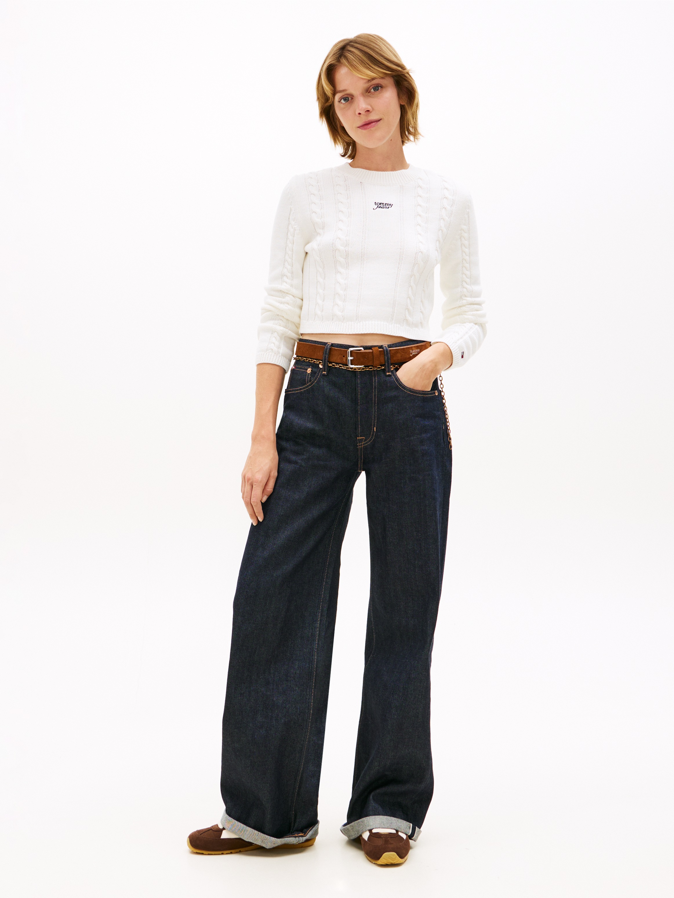 Thumbnail - Tommy Jeans Strickpullover "TJW CABLE SCRIPT SWEATER" mit Zopfmuster