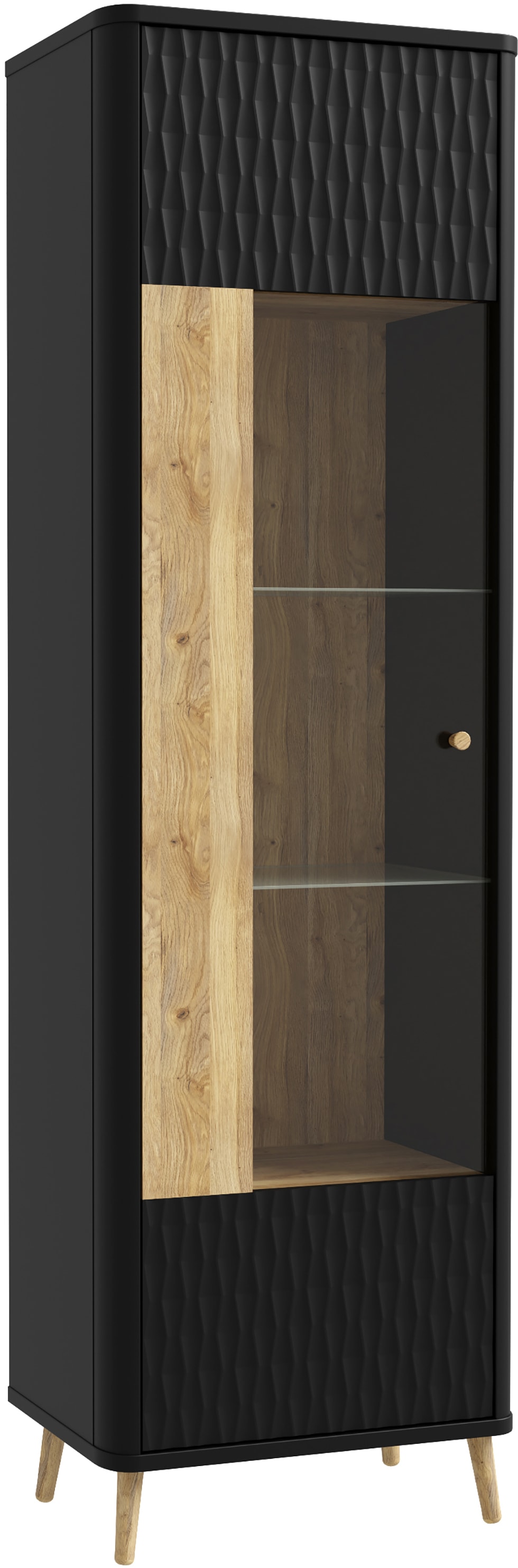 FORTE Vitrine »Fixsmile«, moderne Vitrine mit Glastüre, Oberfläche strukturiet, Soft Close