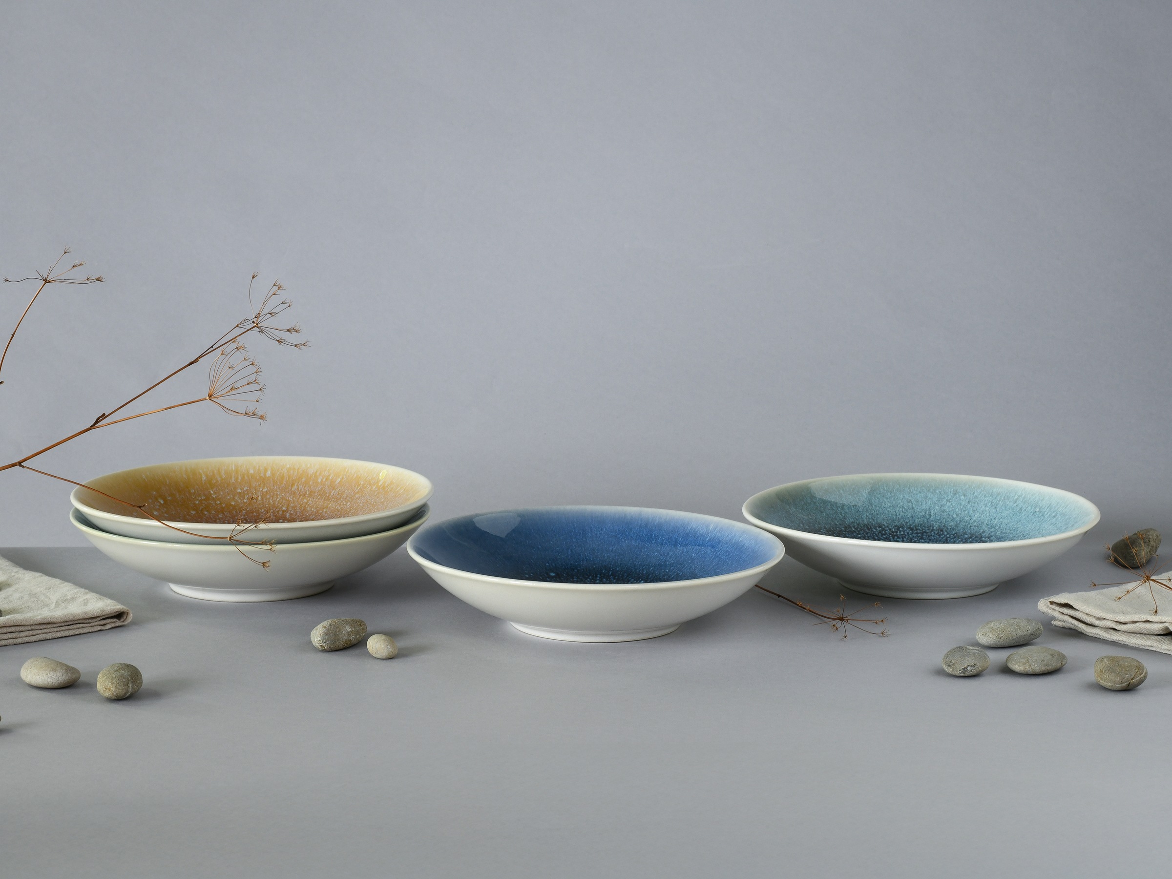 CreaTable Schüssel »Caldera Mix, Poke Bowl, 4-tlg.« 4 aus Steinzeug Moderne Coupeform, Reaktivglasur