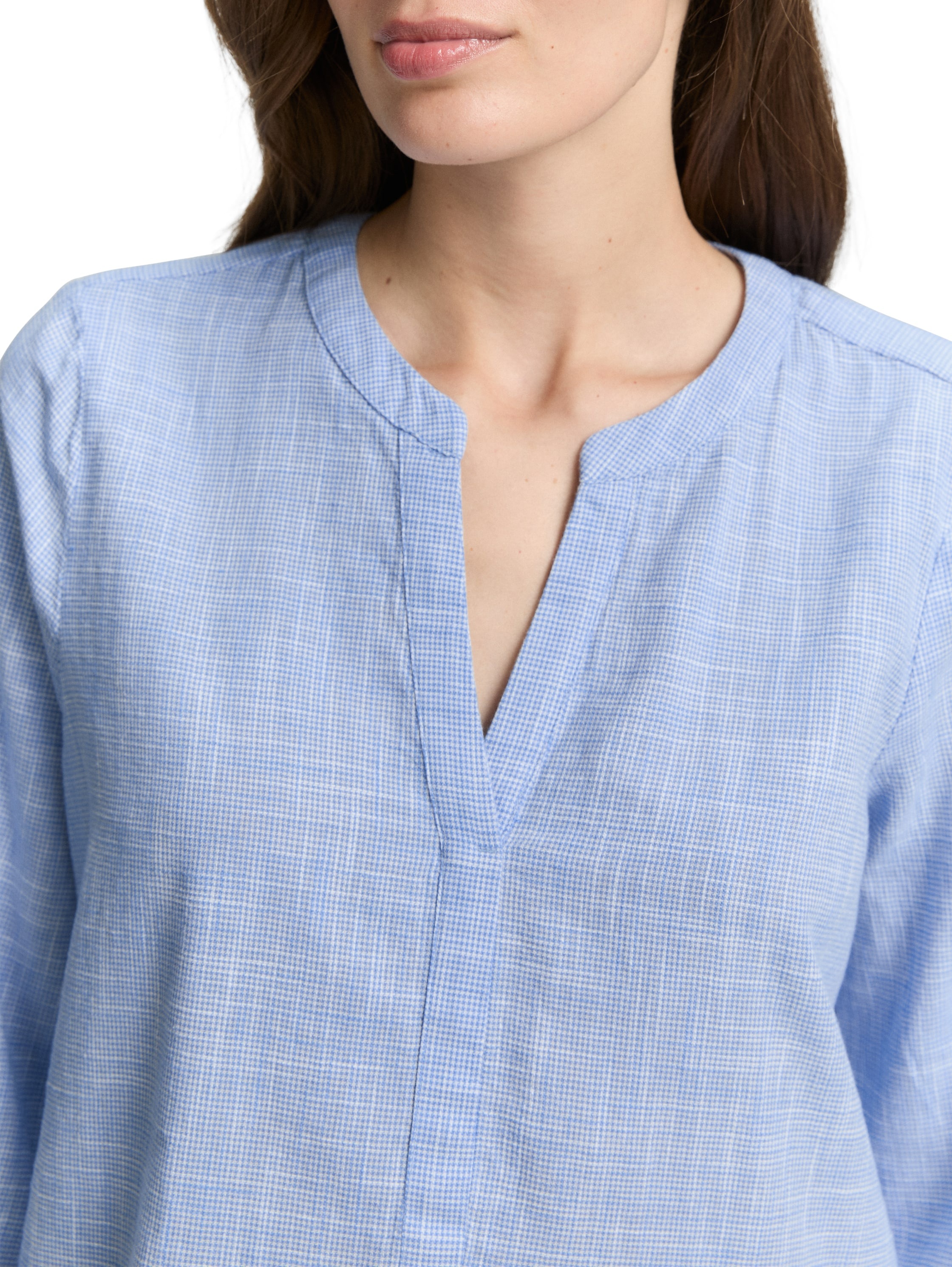 TOM TAILOR Klassische Bluse, mit geschlitztem Rundhalsausschnitt