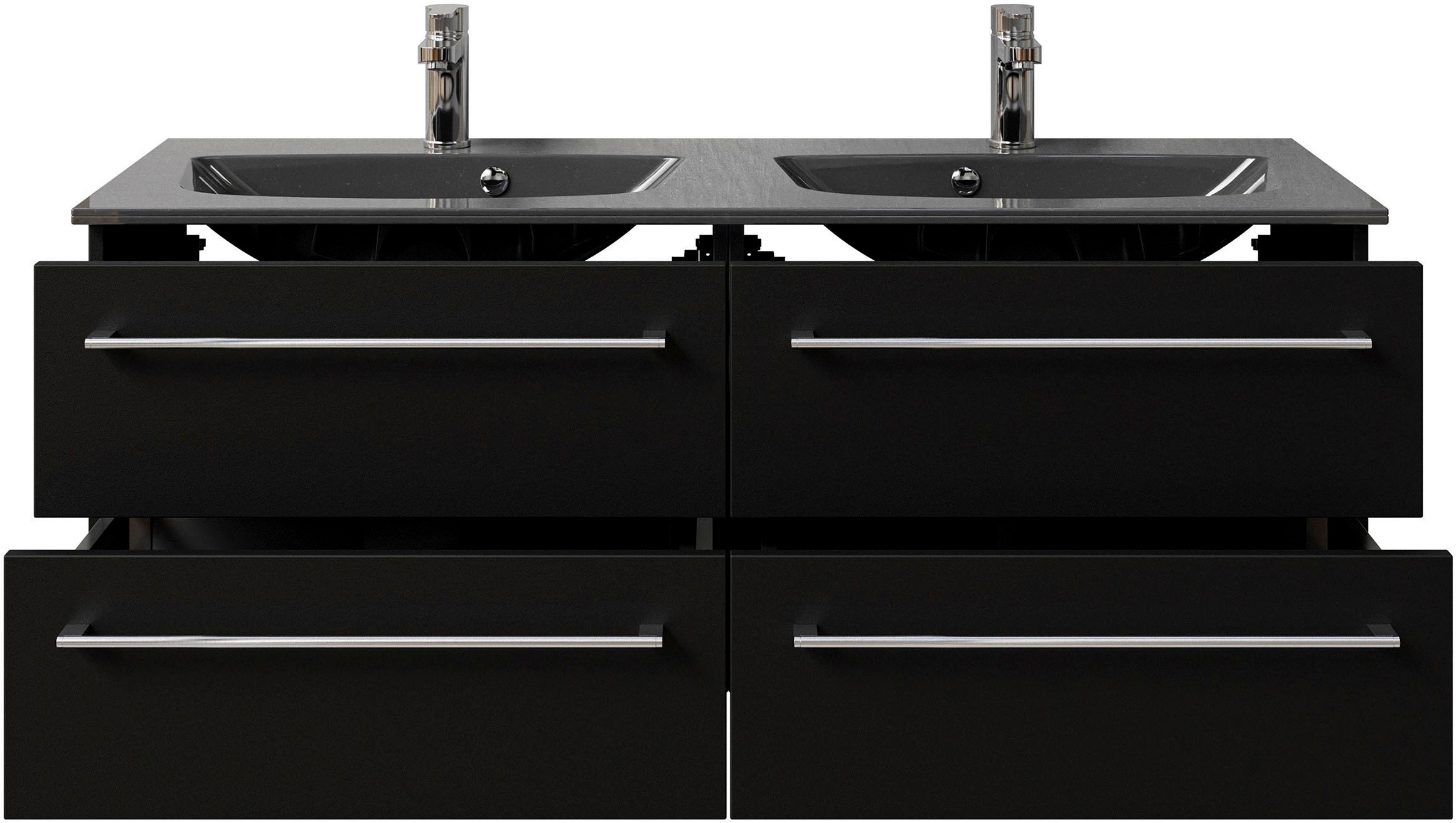 Saphir Waschtisch »Serie 6025 Mineralmarmor-Waschtisch mit Unterschrank, 132 cm breit«, Doppel-Waschplatz mit 4 Schubladen, hängend, verschiedene Ausführungen