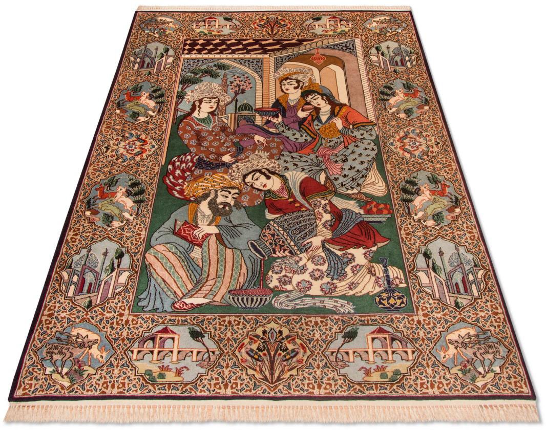 Teppich »Isfahan Teppich handgeknüpft mehrfarbig«, rechteckig, handgeknüpft