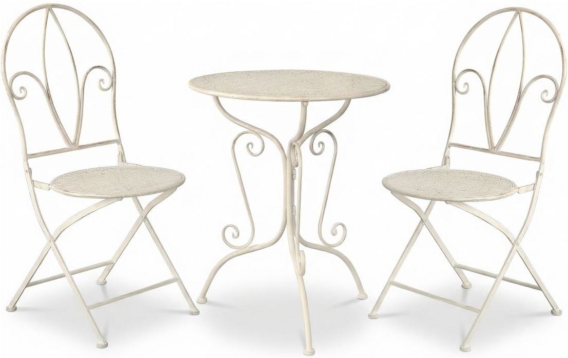 Ambiente Haus Essgruppe "Tisch & 2 Stühle Bistro-Set in Antikweis" Set, 3 tlg.