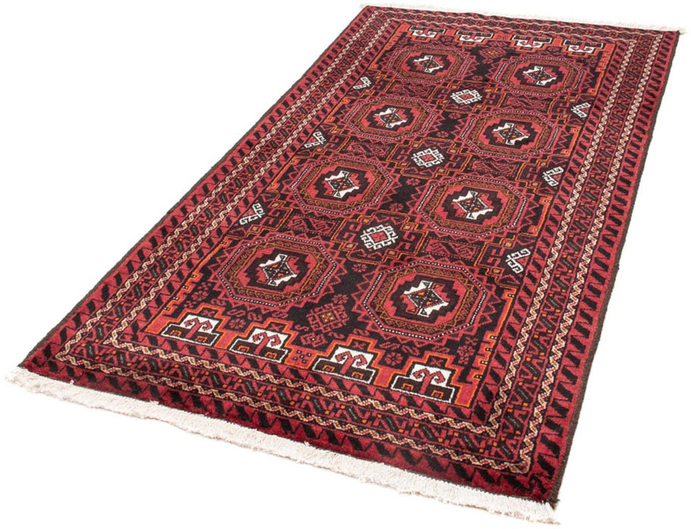 Hochflor-Läufer »Belutsch Durchgemustert Rosso scuro 193 x 102 cm«, rechteckig, 8 mm...