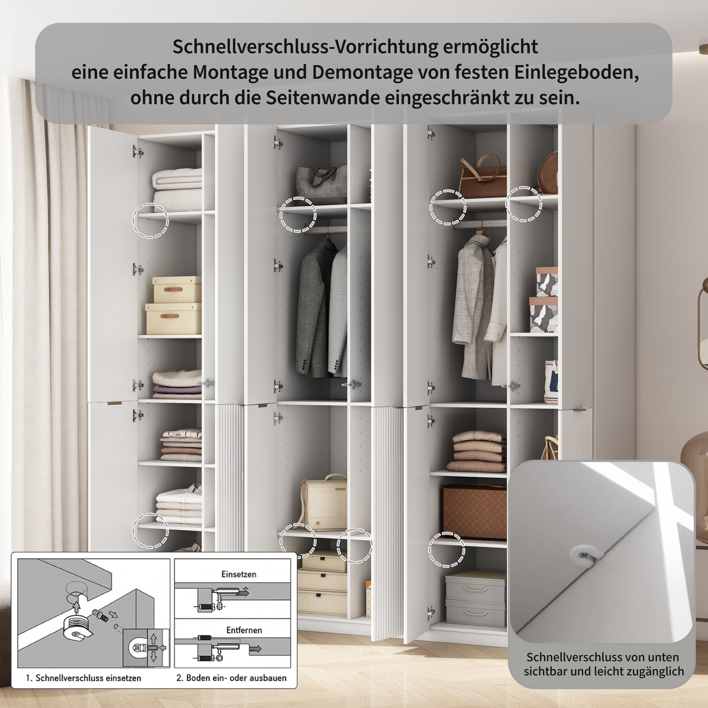 OTTO home Kleiderschrank »Jorella Schlafzimmerschrank Garderobe mit Softclose Türen« eleganter Schlafzimmerschrank Rillendesign Trend Breite 241cm