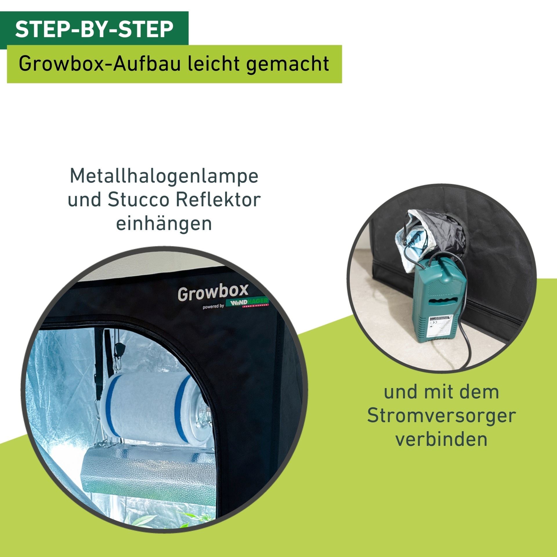 Windhager Gewächshaus »Indoor, Growbox komplettes Starterset« Zuchtzelt für Pflanzen, Anbaufläche 0,64 m², 80 x 80 x 160 cm, schwarz