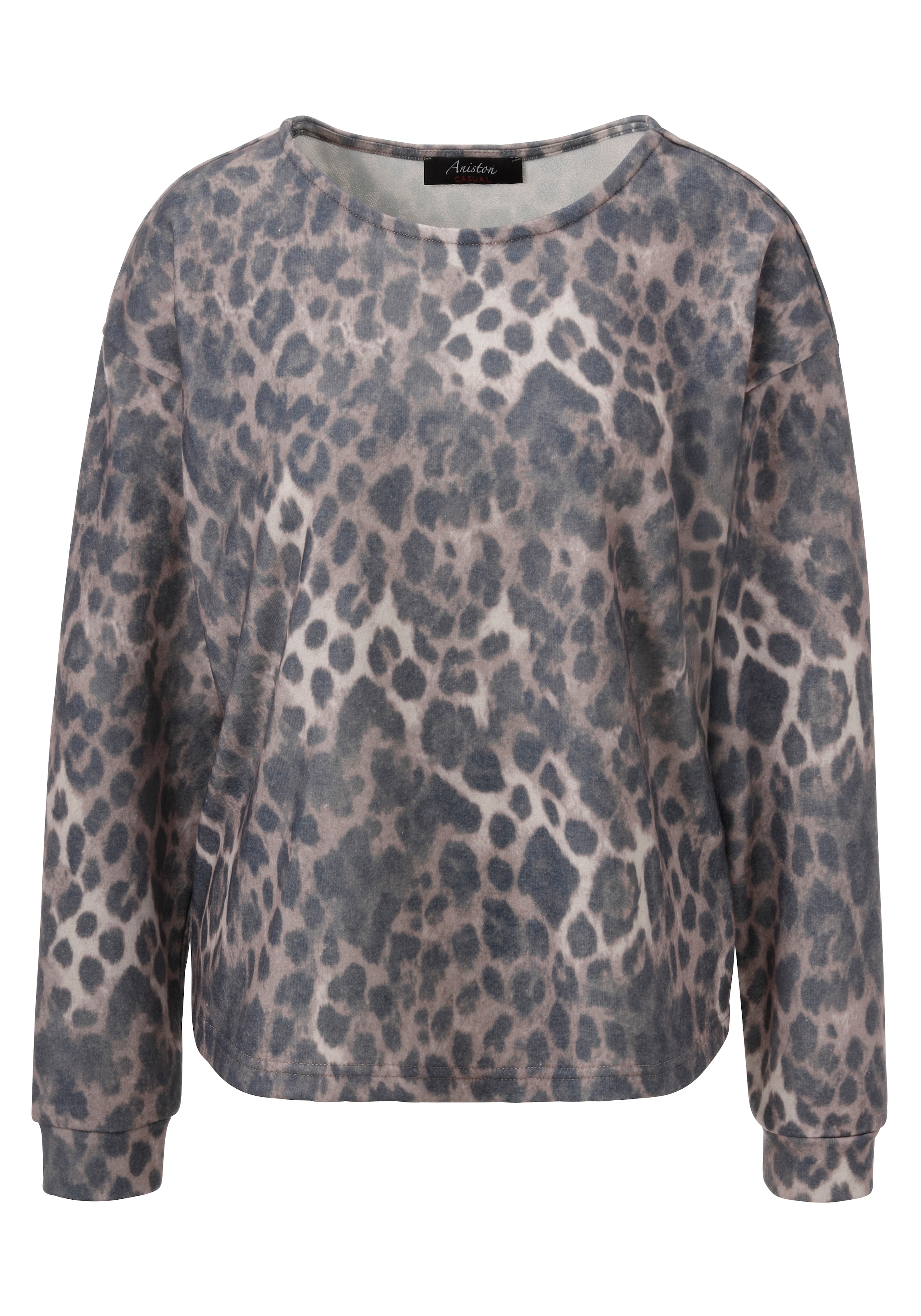 Aniston CASUAL Sweatshirt, mit trendigem Leo-Druck - jedes Teil ein Unikat - NEUE KOLLEKTION