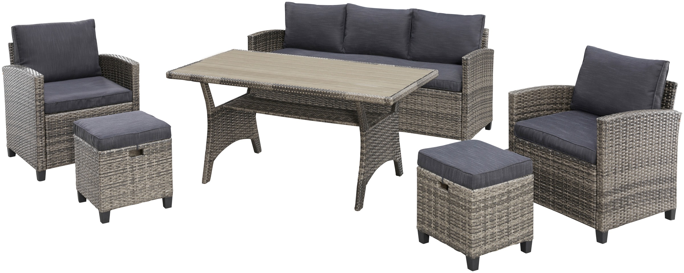 KONIFERA Gartenlounge-Set "Amsterdam" Set, 1x 3er Sofa, 1x 2 Sessel, 2x Hoc günstig online kaufen