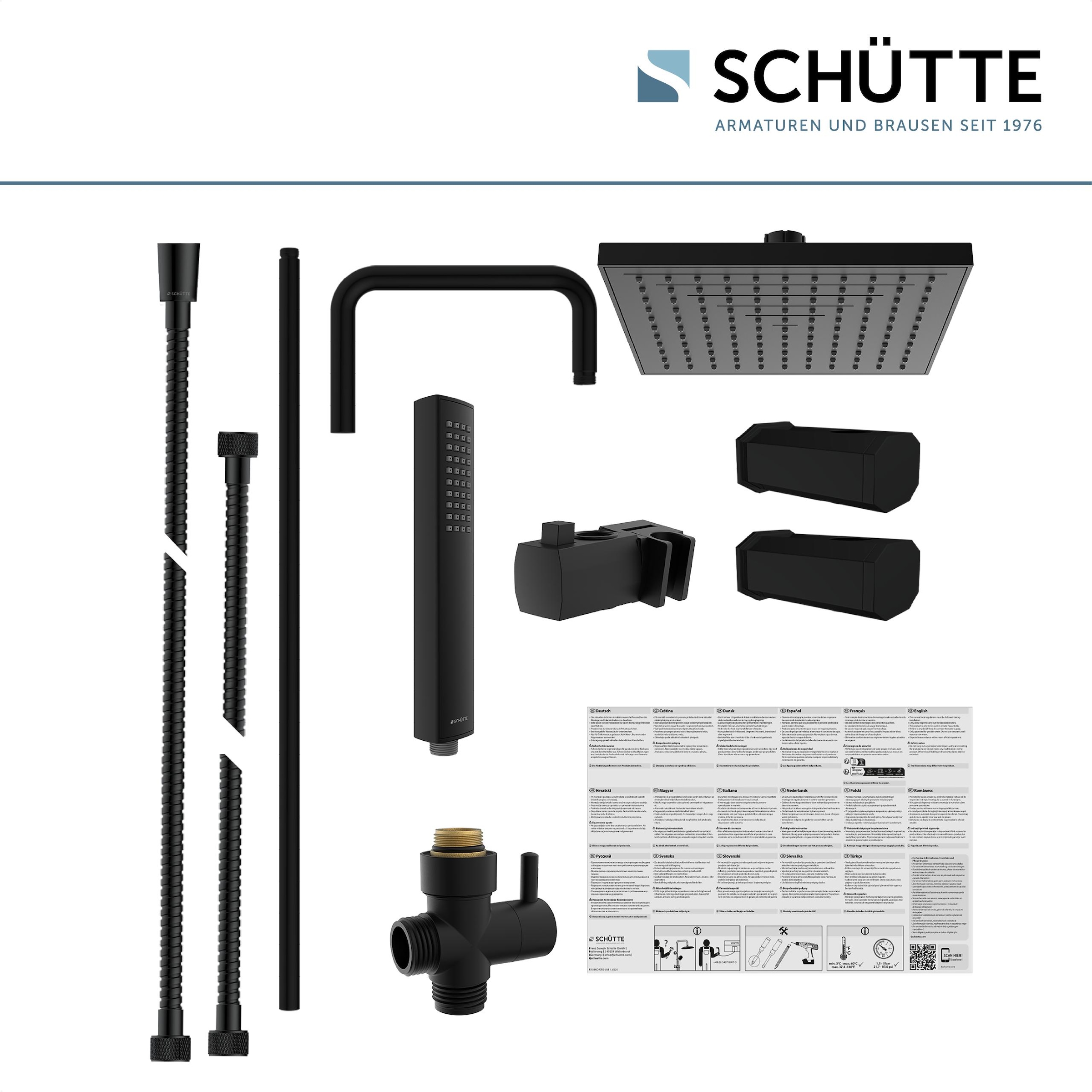 Schütte Duschsystem »TOKYO Überkopfbrause-Set, Schwarz matt«, (10 tlg.), matt schwarz