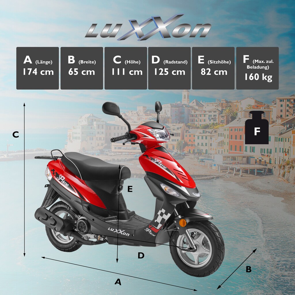 Luxxon Motorroller »Prime«, 49,6 cm³, 45 km/h, Euro 5, 3,3 PS