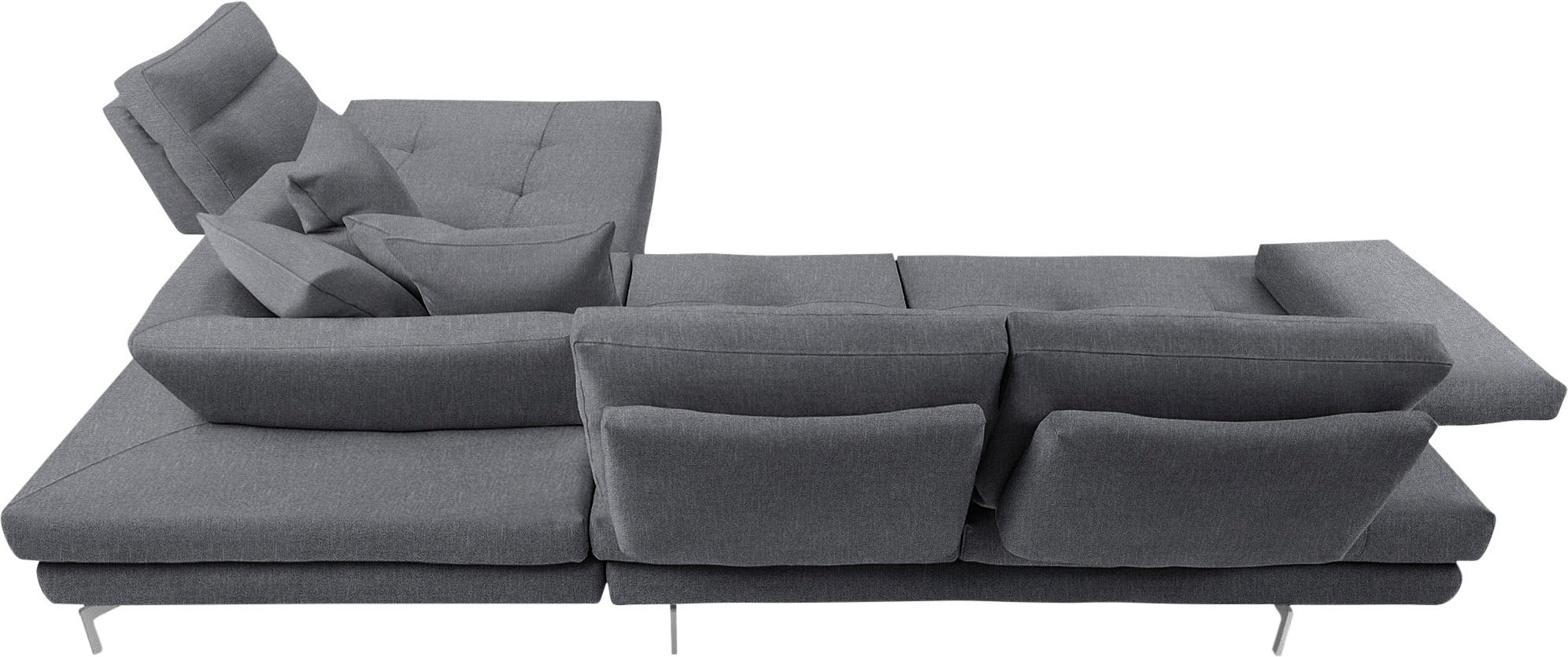 CALIA ITALIA Ecksofa »Toby Wing, L-Form, Designsofa mit sensationellem Sitzkomfort«, Sitztiefenverstell.,wahlw. mit Kissen-Set, Füße chrom glänzend