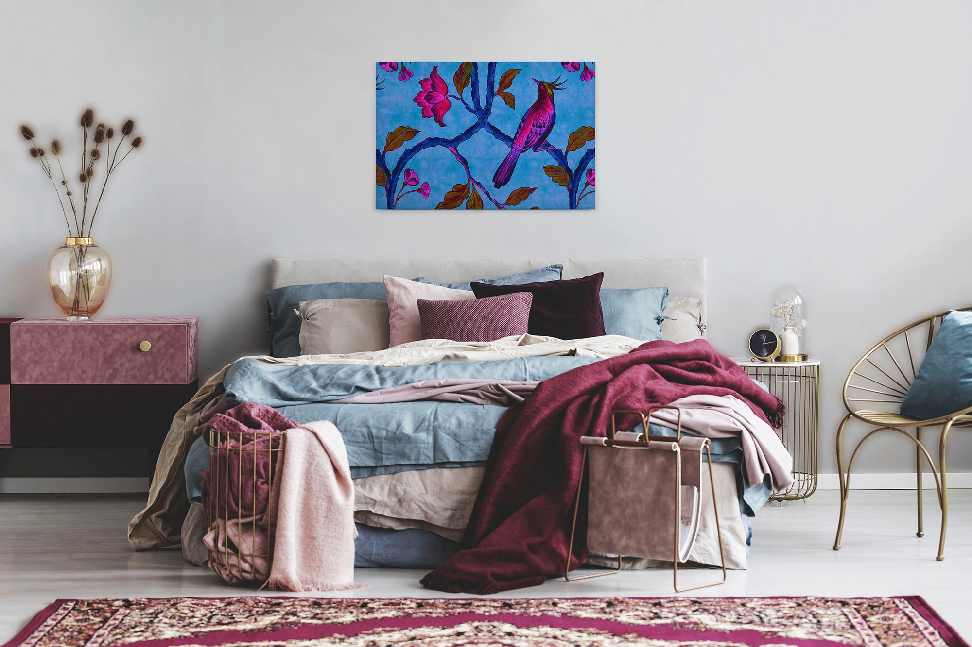 A.S. Création Leinwandbild »bird of paradise«, Kunst-Vögel-Kinder, (1 St.), Keilrahmen Bild Vogel Bunt Leinwand-Bild Wohnzimmer modern Wandbild