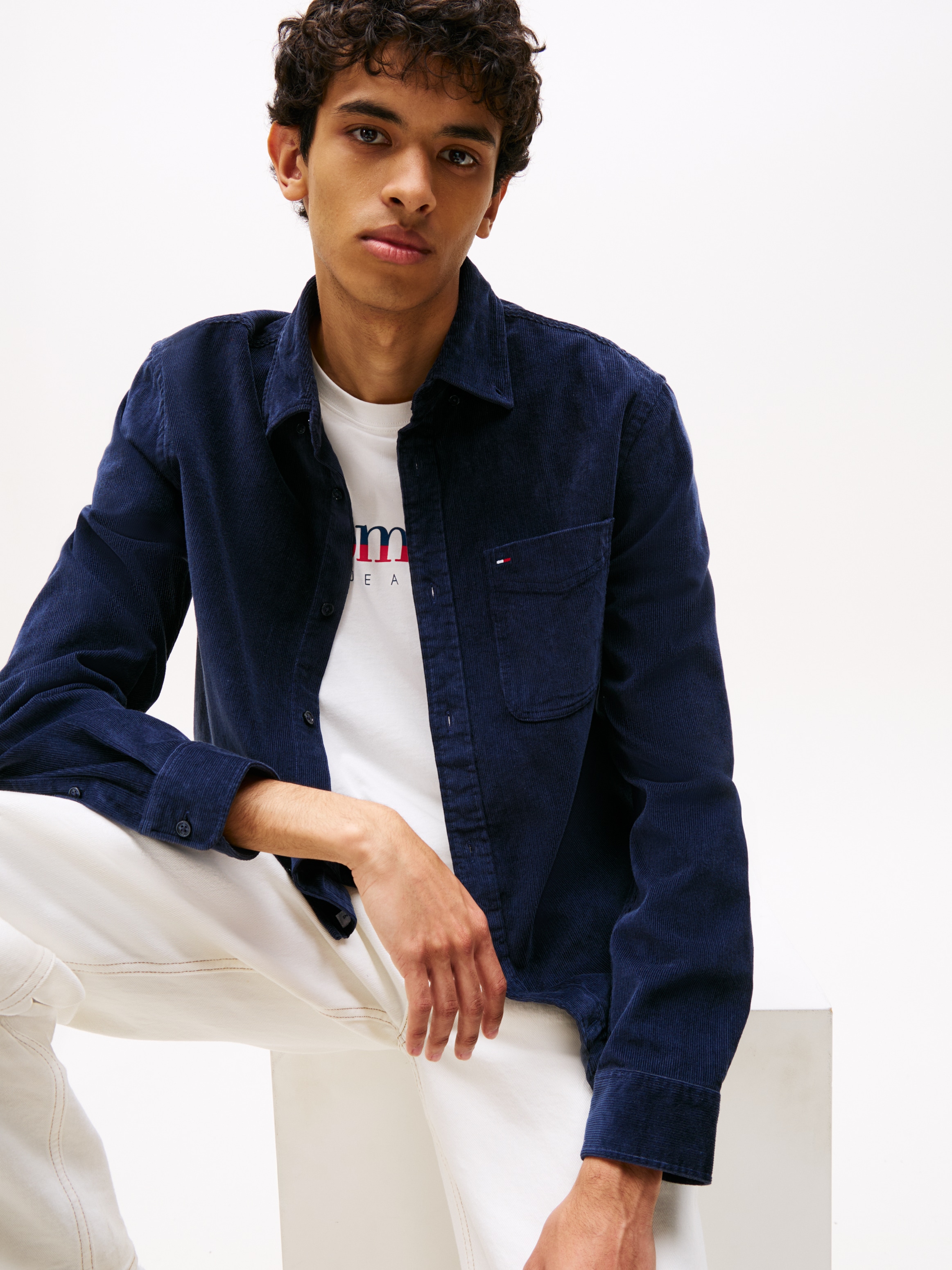 Tommy Jeans Langarmhemd »TJM BABY CORD SHIRT EXT« Cordhemd Regular Fit, Button-down-Kragen