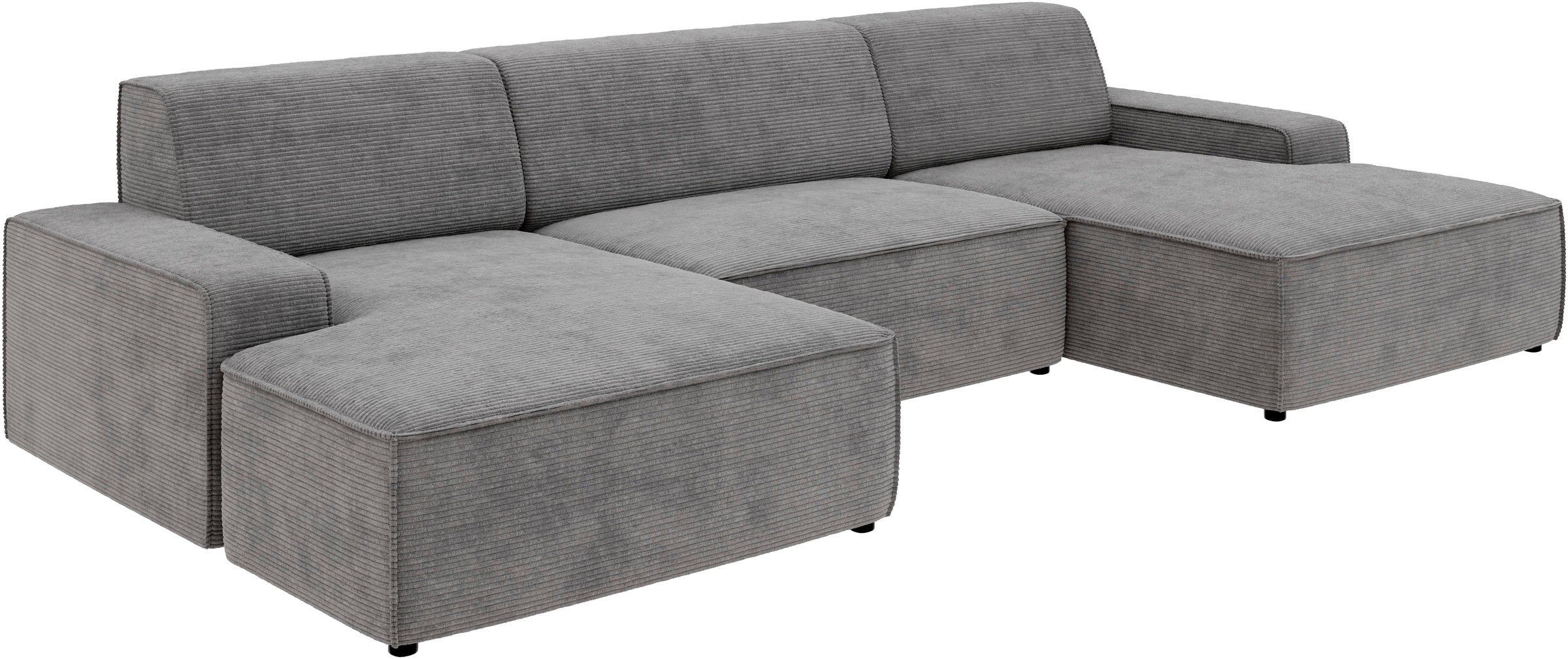 TRENDMANUFAKTUR Wohnlandschaft »Graz, wahlweise mit Sitzvorschub und Bettkasten, U-Form, Breite 329 cm«, in Cord-, haustierfreundlichem LEO Struktur- oder LUMOS-3D-Bezug