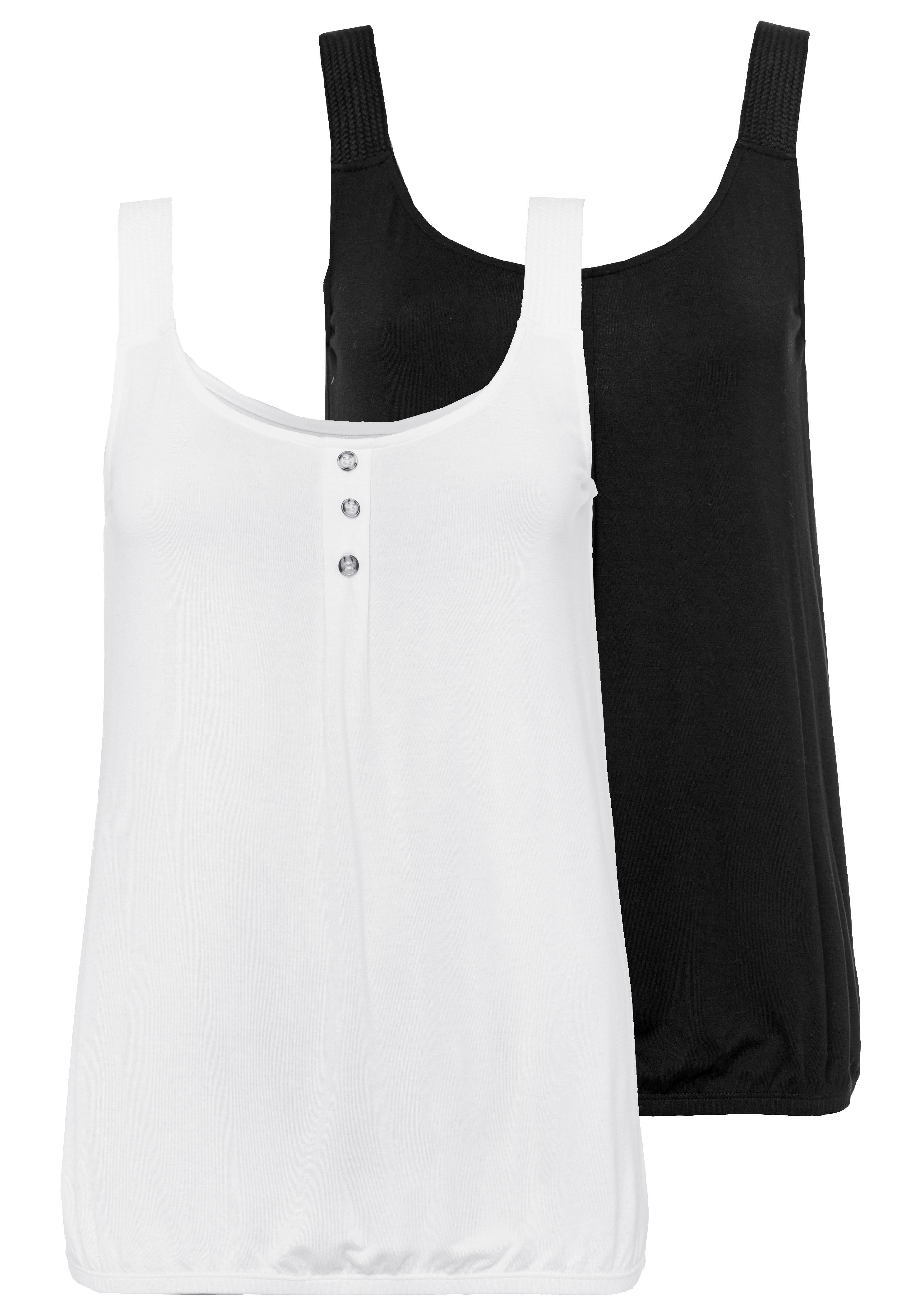 LASCANA Strandtop "mit geflochtenen Trägern" 2er-Pack, aus elastischer Viskose Jersey Qualität, sommerlich leicht
