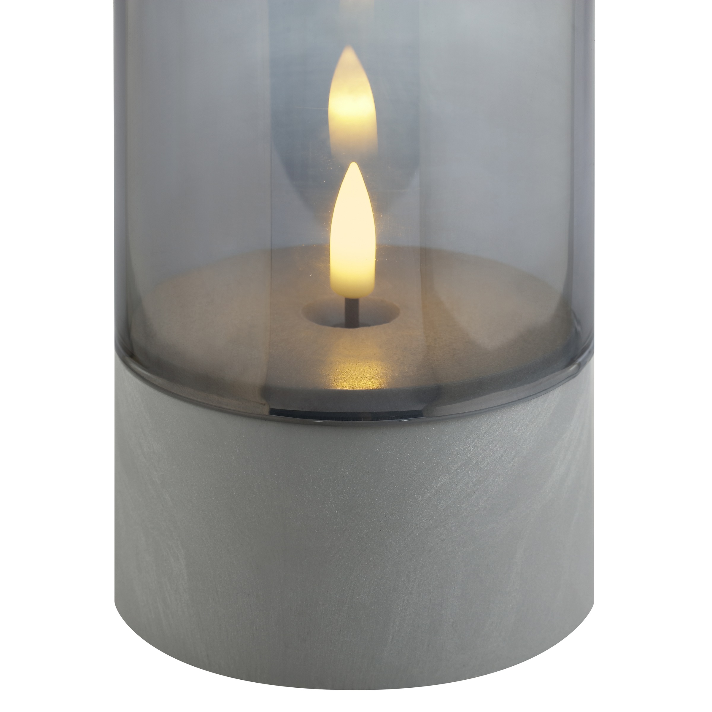 Brilliant LED Tischleuchte »Illusion mit Batterie (exkl.)« LED-Modul 2 Stk. LED-Kerzen Tischleuchten 2er-Set, 16x8 cm, Rauchglas, 2500 K, grau