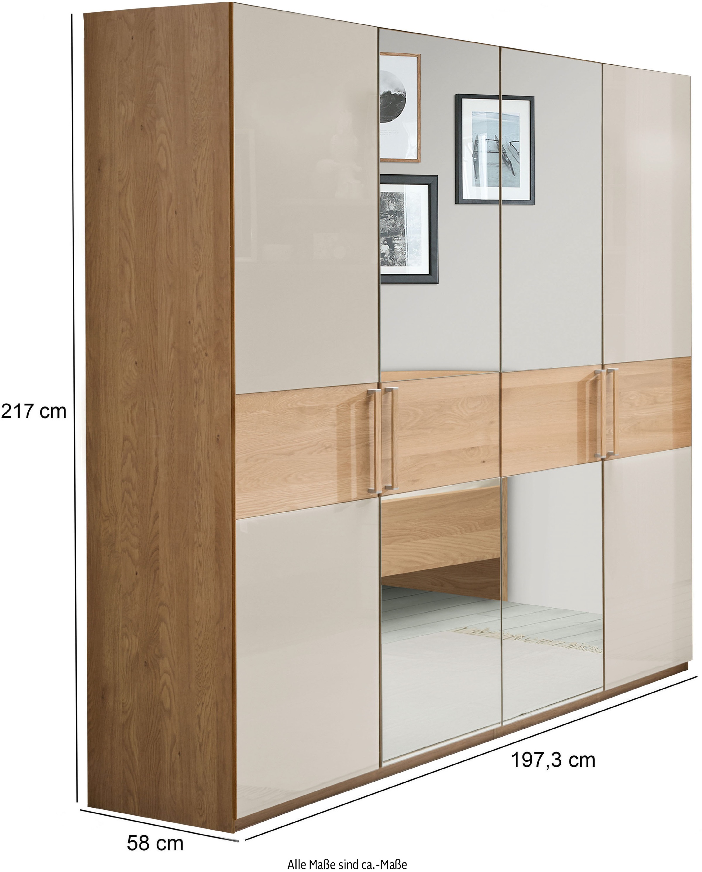 WIEMANN Drehtürenschrank »Kiruna«, mit Champagnerglas und Spiegel