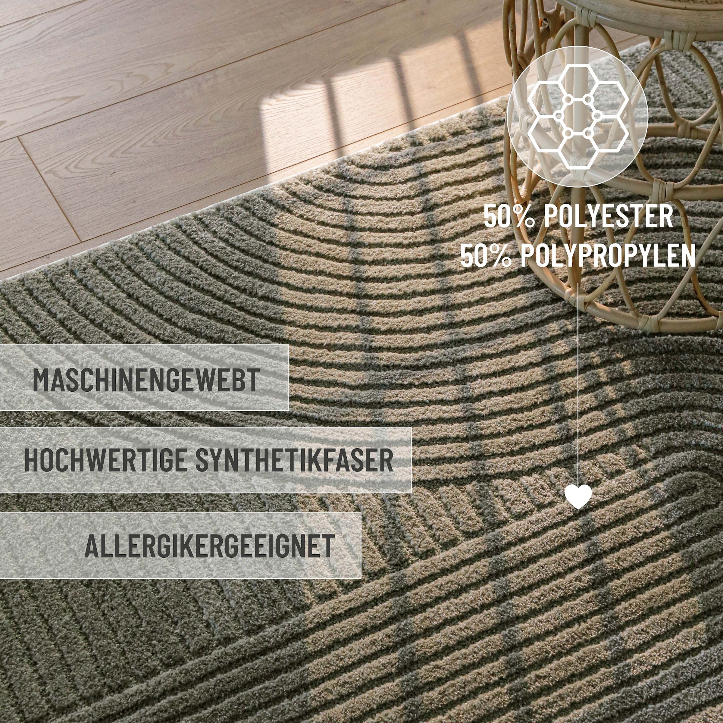 Wecon home Teppich »Bolen« rechteckig 14 mm Höhe Gewebter Teppich, Kurzflor, 3D Design, pflegeleicht, Wohnzimmer