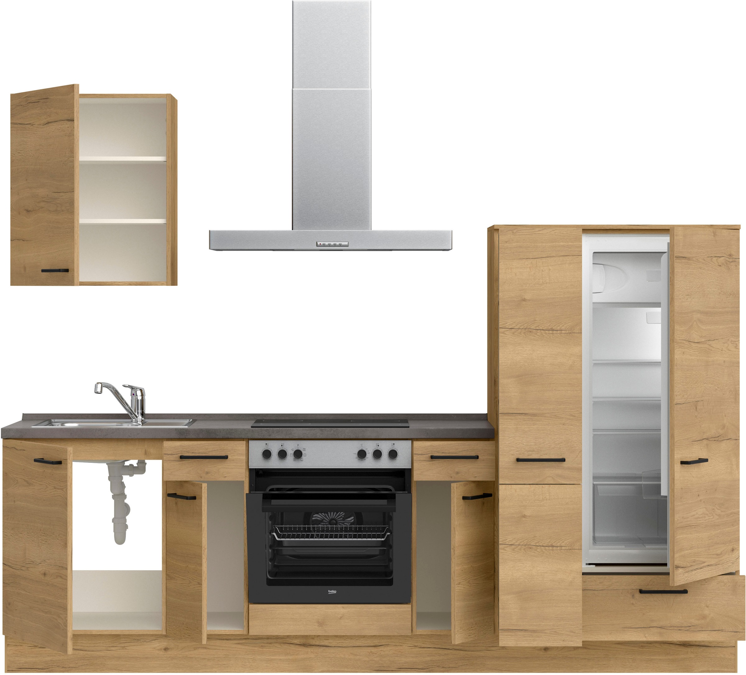 nobilia® Küchenzeile »"Structura I"«, vormontiert, Ausrichtung wählbar, Breite 270 cm, wahlw. mit E-Geräten