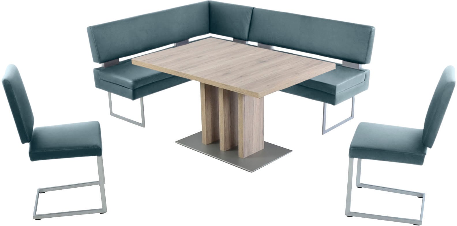 K+W Komfort & Wohnen Essgruppe 4 Stk. tlg. langer Schenkel links oder rechts, 2 Freischwinger, 1 Funktionstisch