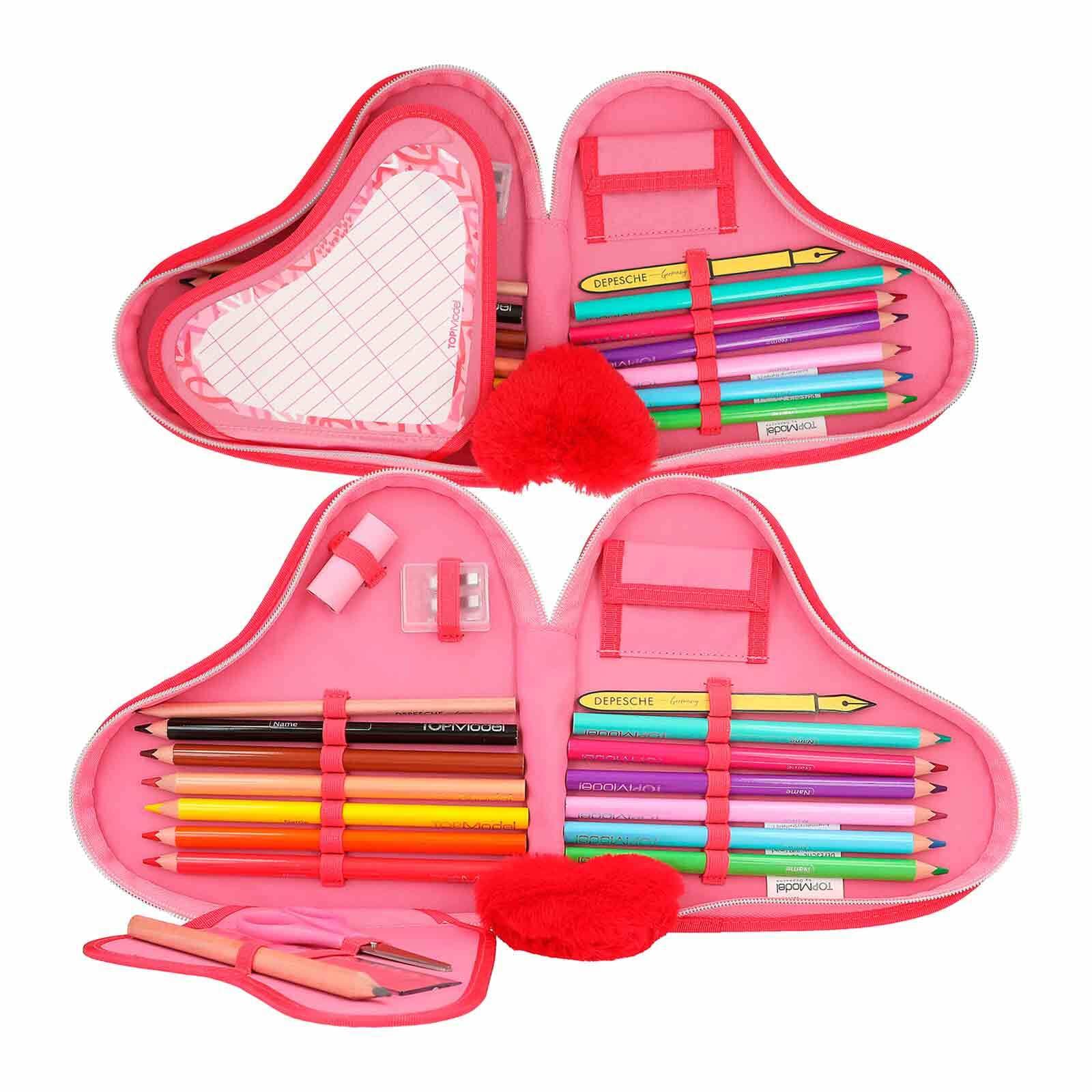 Depesche Buntstift »Herz-Federtasche mit Stifte TOPModel 25 x 20 cm pink«