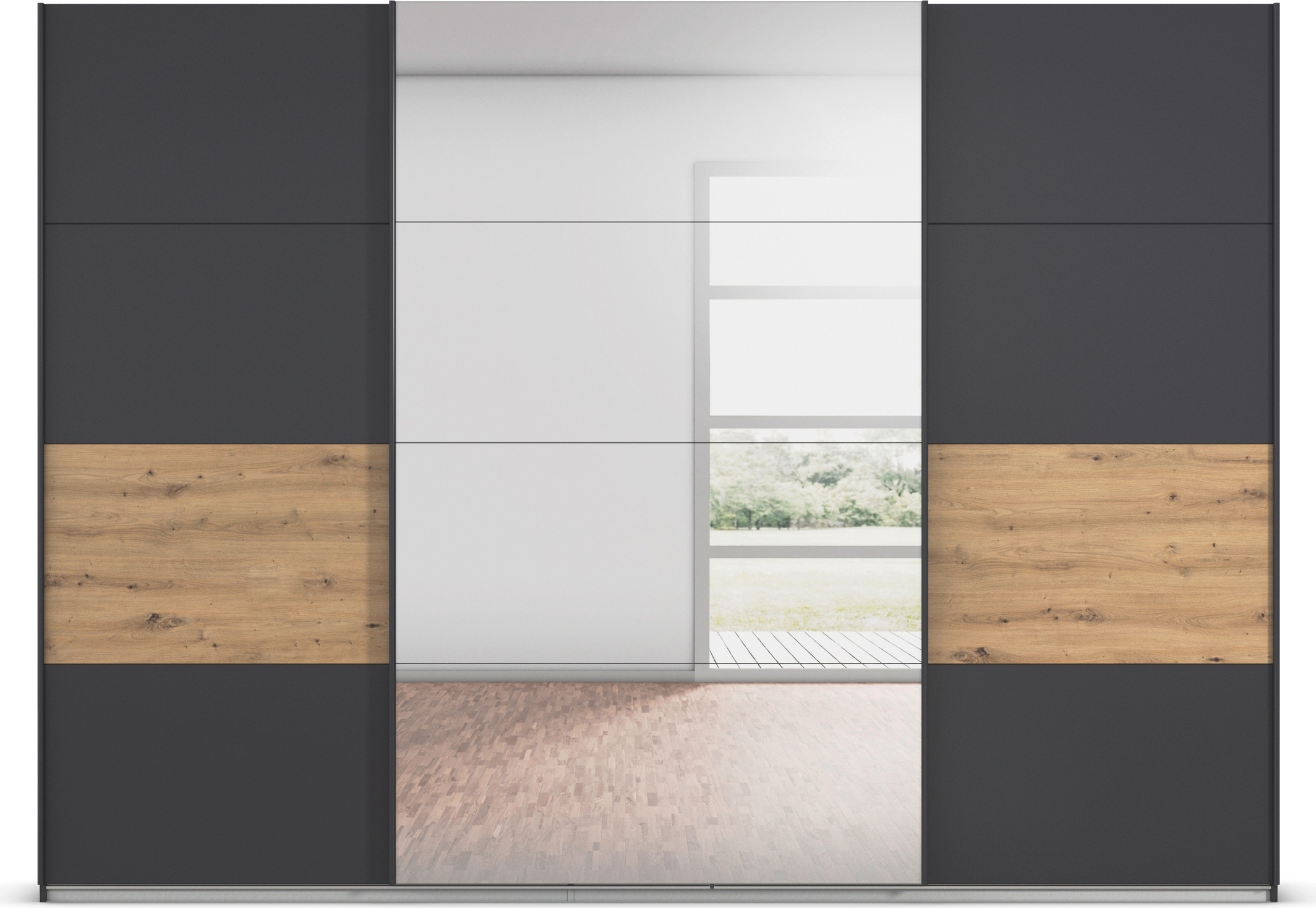 rauch Schwebetürenschrank »Schwebetürenschrank Kleiderschrank Schrank Garderobe CORTONA«, inkl. Inneneinteilung, 2 Stoffboxen und zusätzlichen Einlegeböden